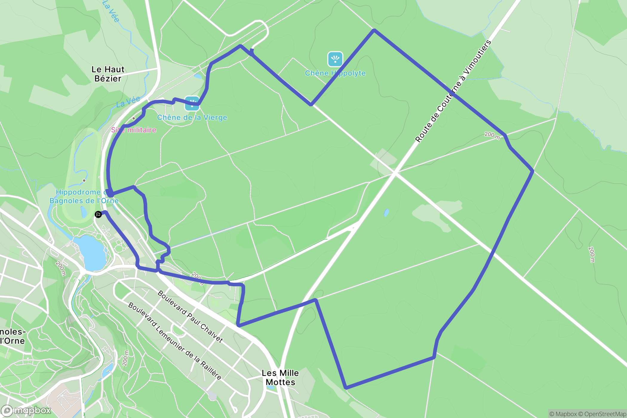 Bagnoles de l'Orne Normandie : carte du parcours de randonnée - France