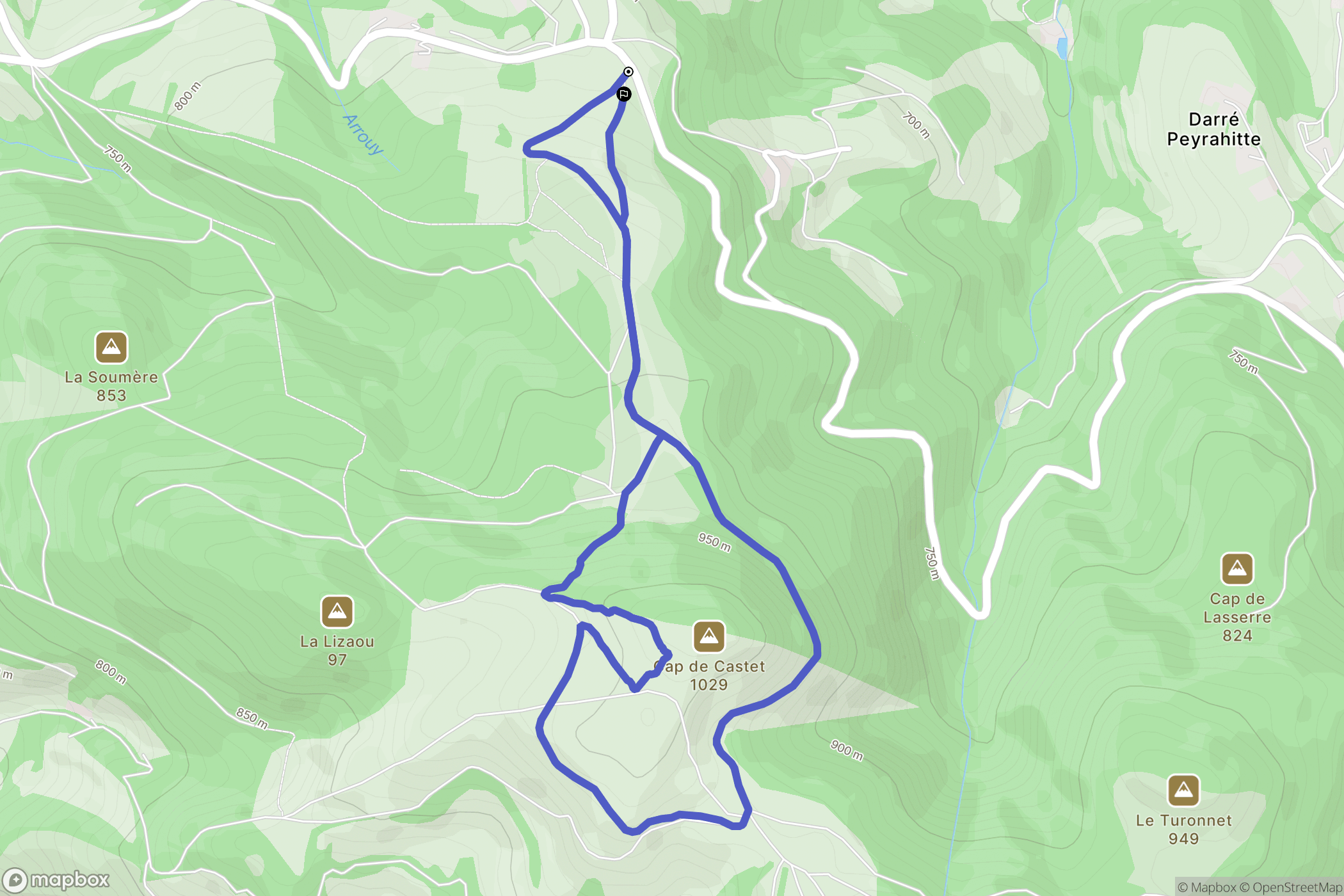 Gerde : carte du parcours de randonnée - France