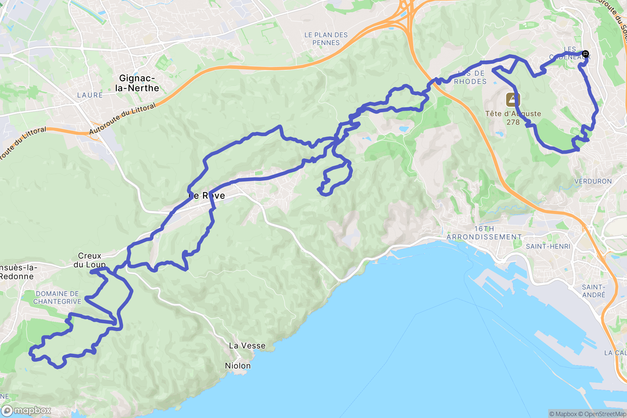 Les Pennes-Mirabeau : carte du parcours de randonnée - France