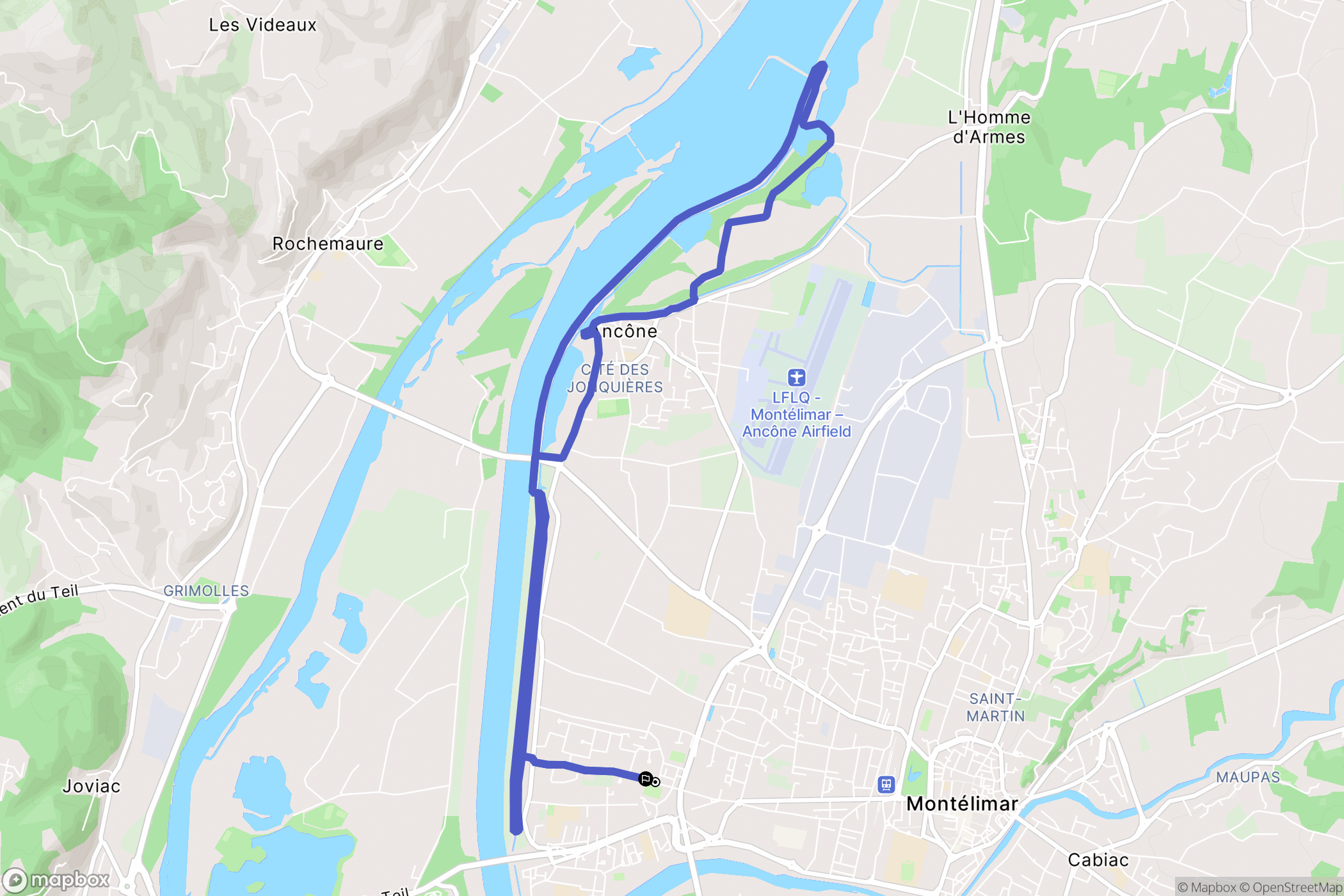 Montélimar : carte du parcours de randonnée - France