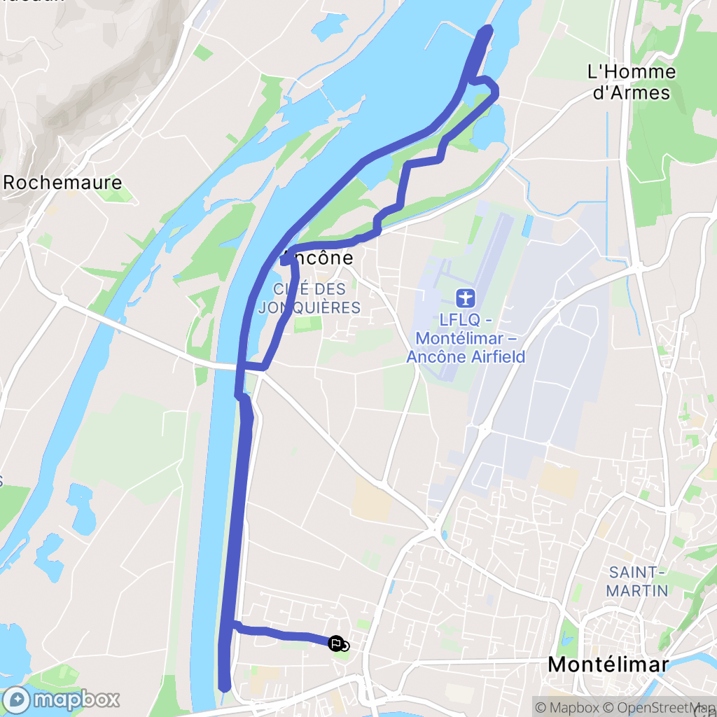 Montélimar : carte du parcours de randonnée - France
