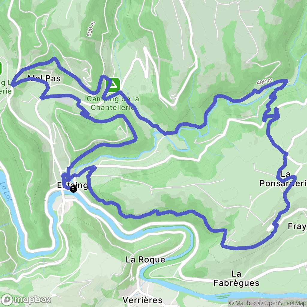 Estaing : carte du parcours de randonnée - France