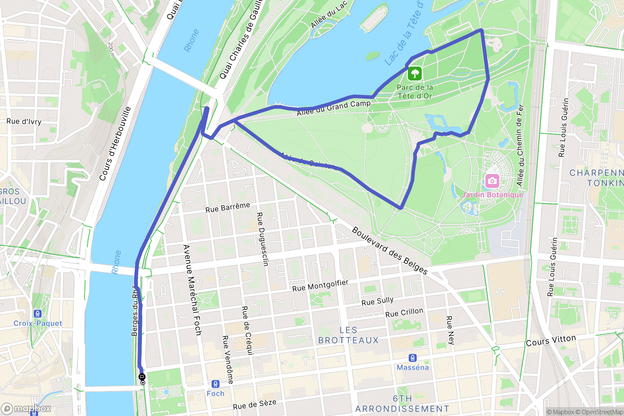 Lyon : carte du parcours de randonnée - France
