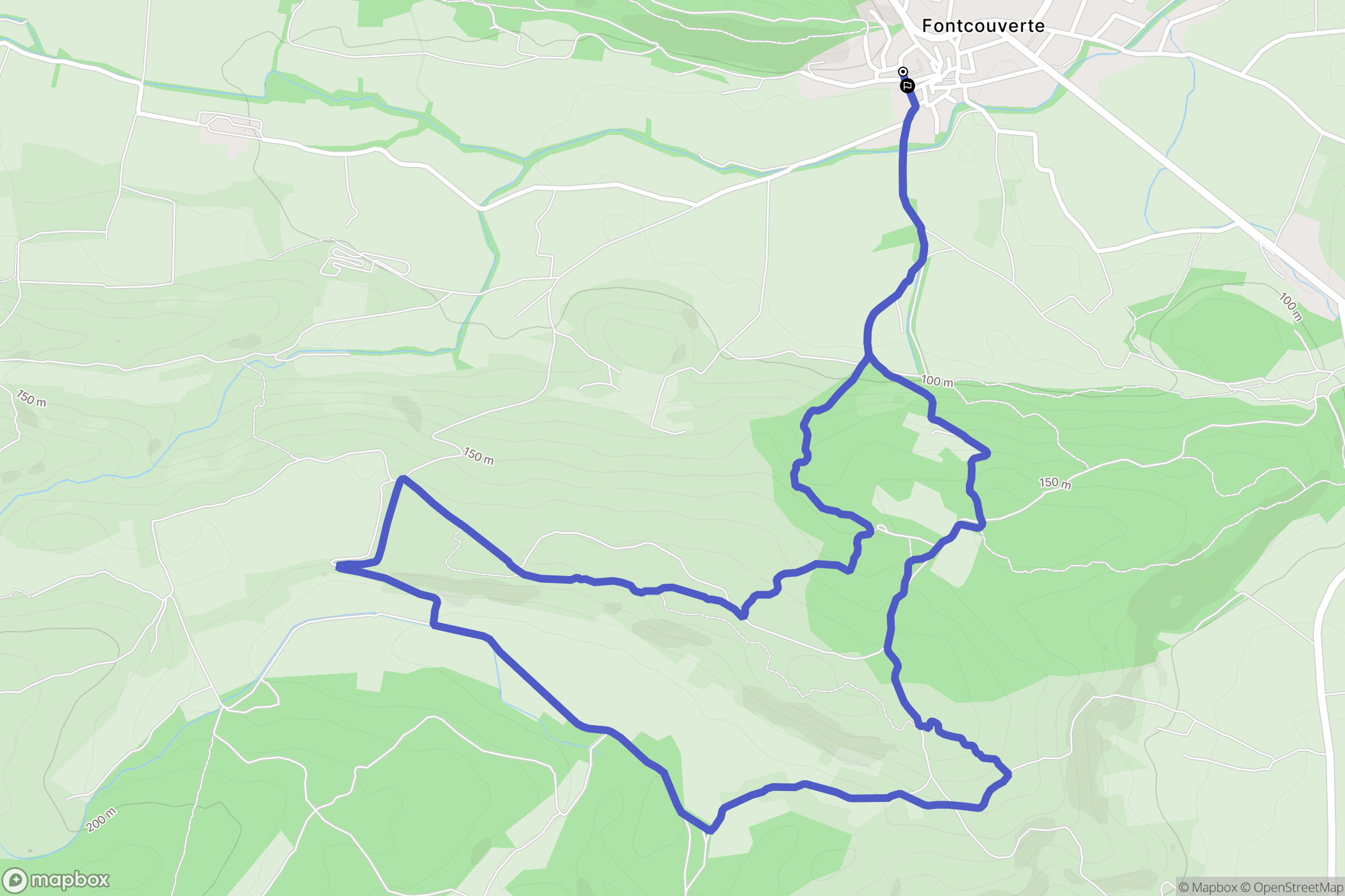 Fontcouverte, Fabrezan : carte du parcours de randonnée - France