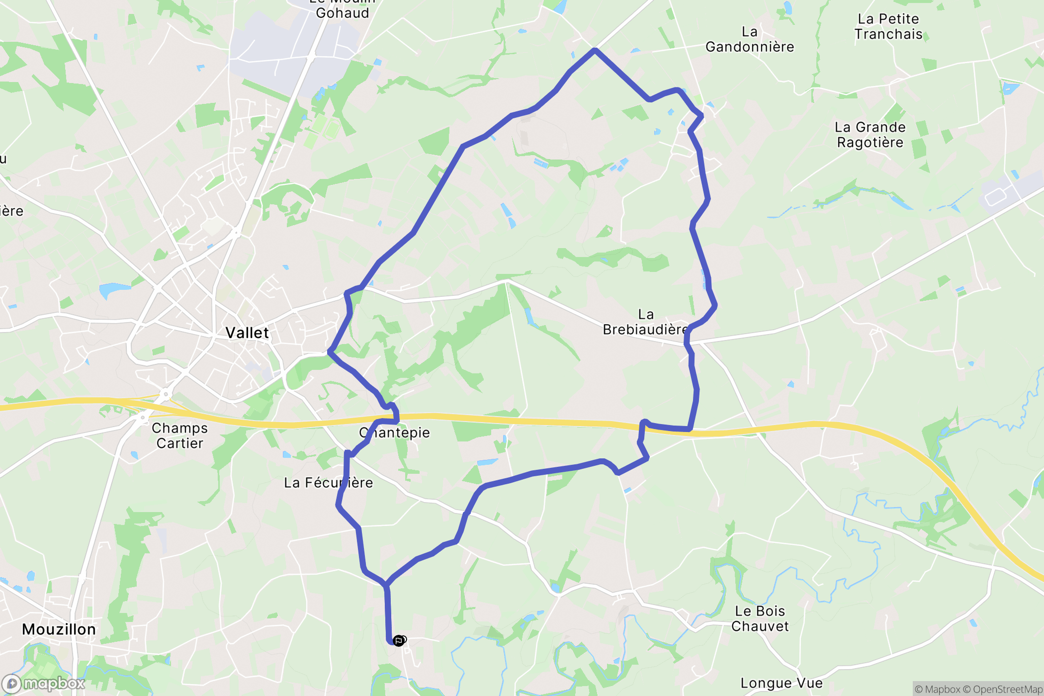 Vallet : carte du parcours de randonnée - France