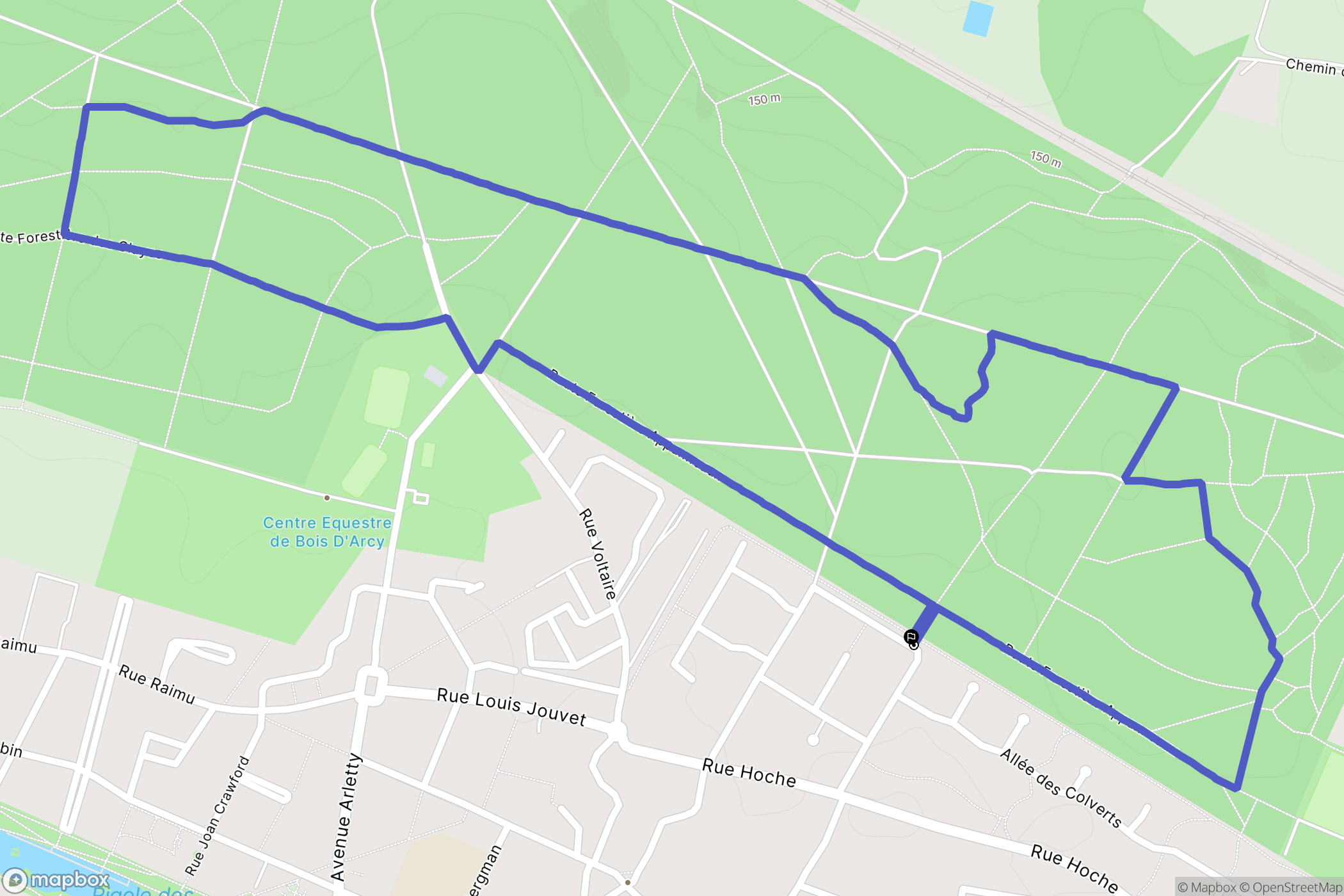 Bois d’Arcy : carte du parcours de randonnée - France