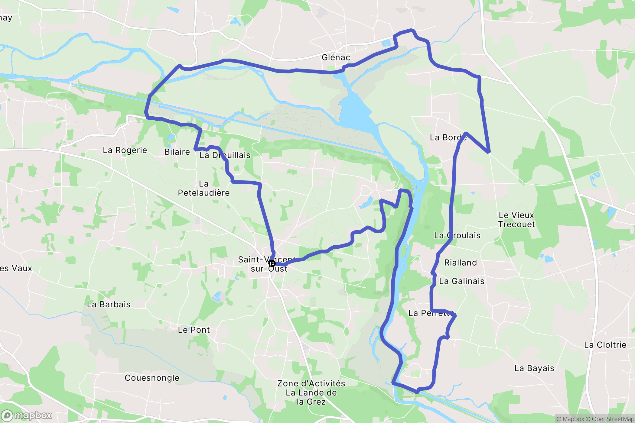 Saint-Vincent-sur-Oust : carte du parcours de randonnée - France