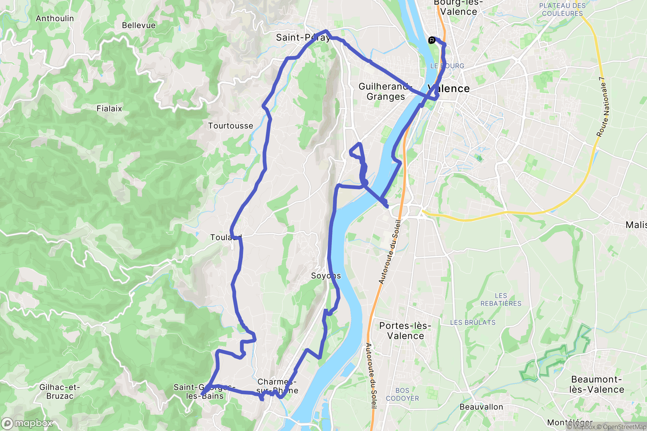 Bourg-lès-Valence : carte du parcours de randonnée - France