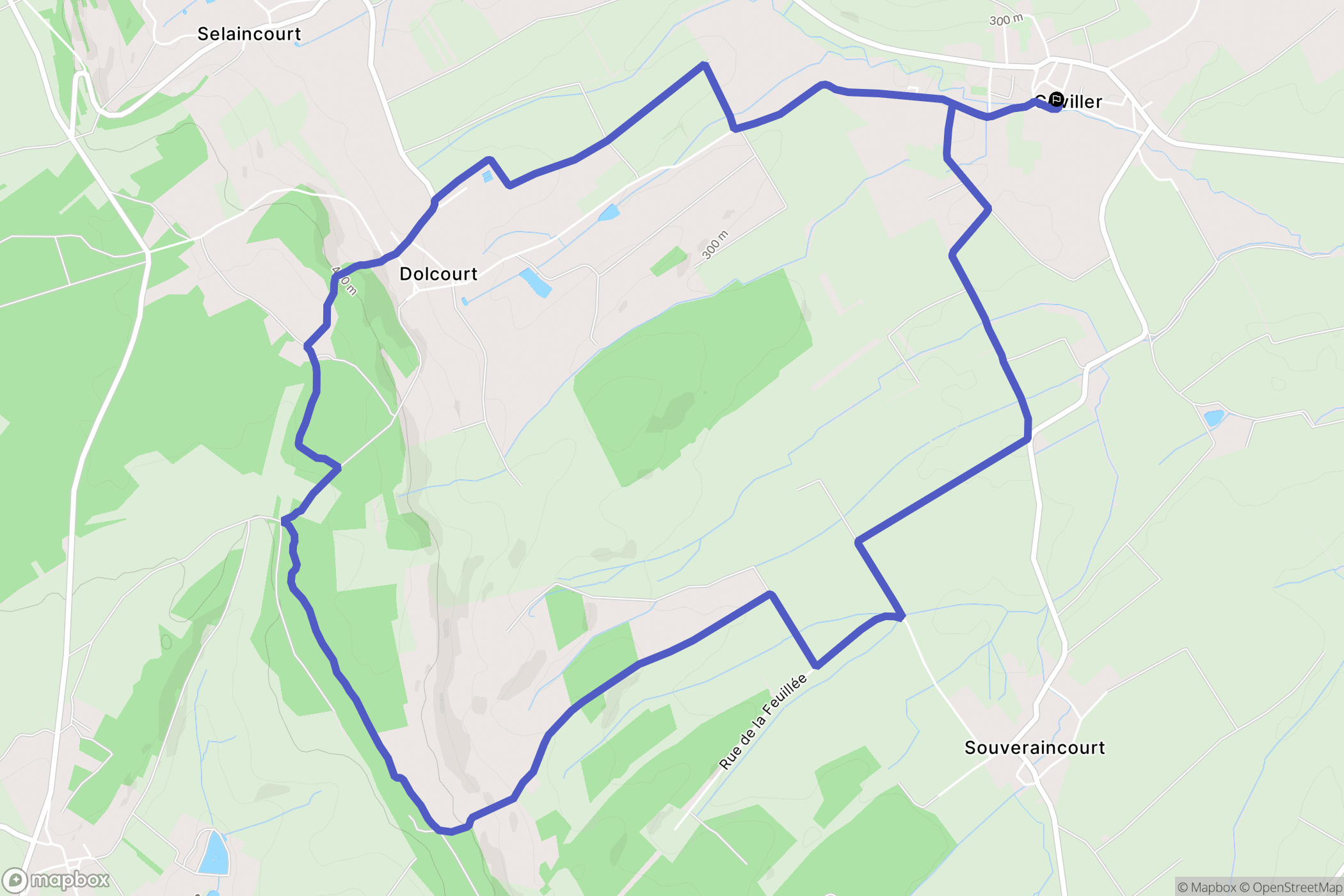 Goviller : carte du parcours de randonnée - France