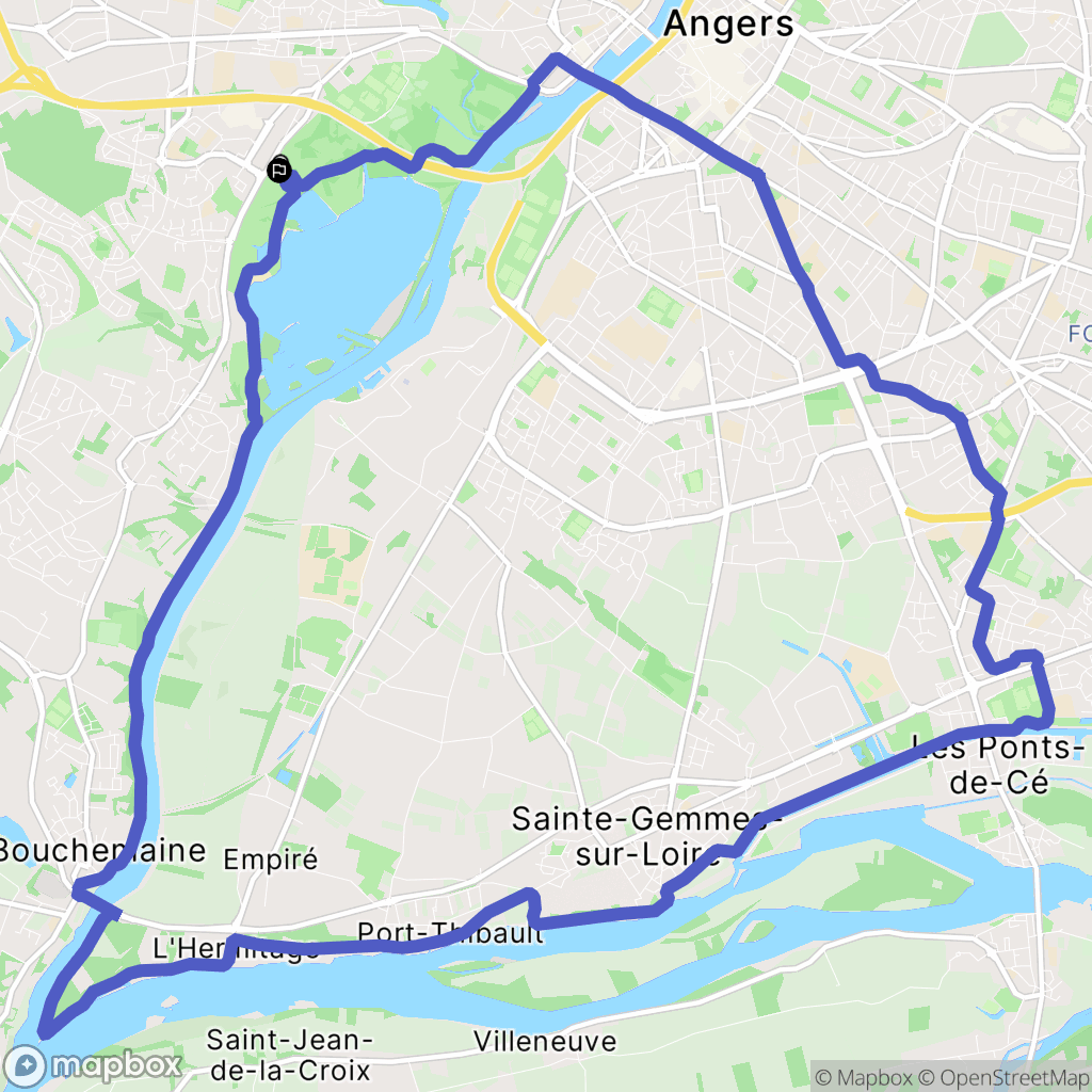 Angers : carte du parcours de randonnée - France