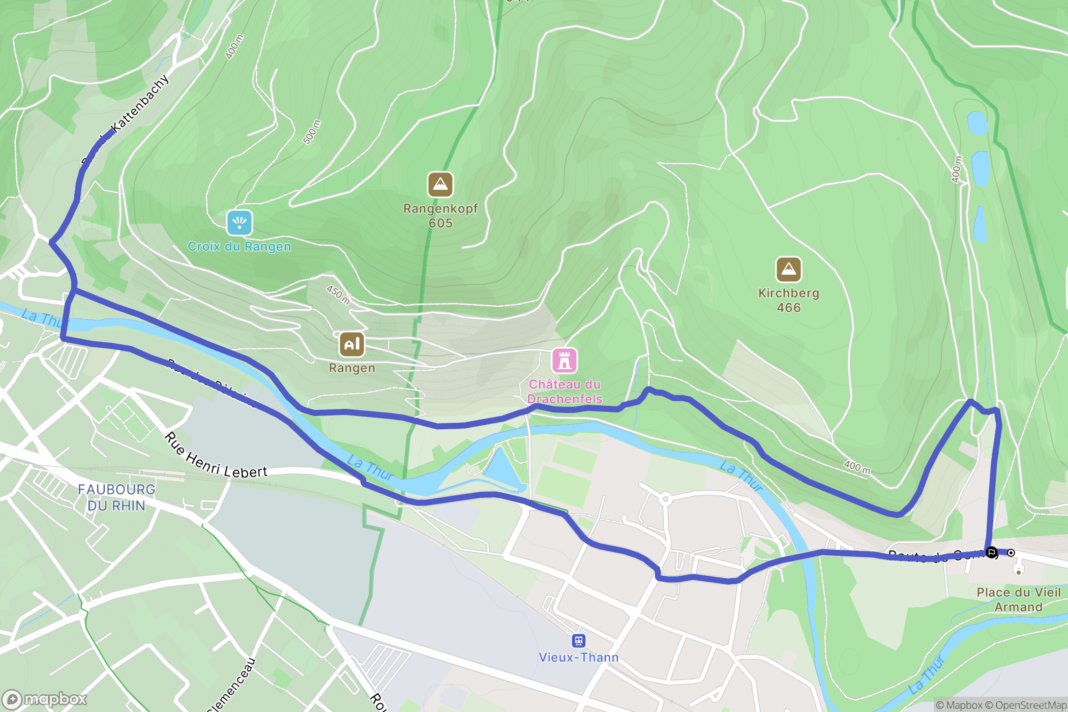Vieux-Thann : carte du parcours de randonnée - France