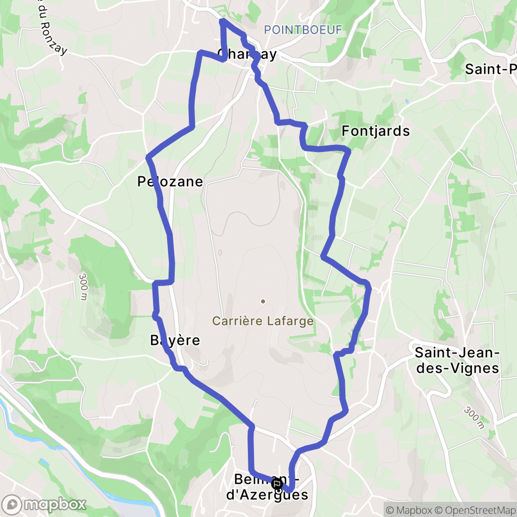 Belmont-d'Azergues : carte du parcours de randonnée - France
