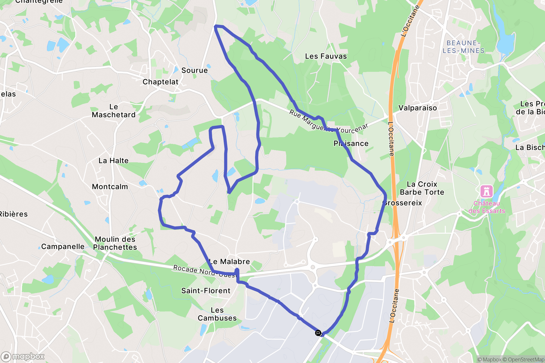Limoges : carte du parcours de randonnée - France