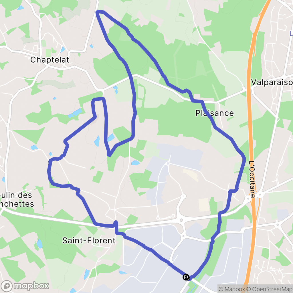 Limoges : carte du parcours de randonnée - France