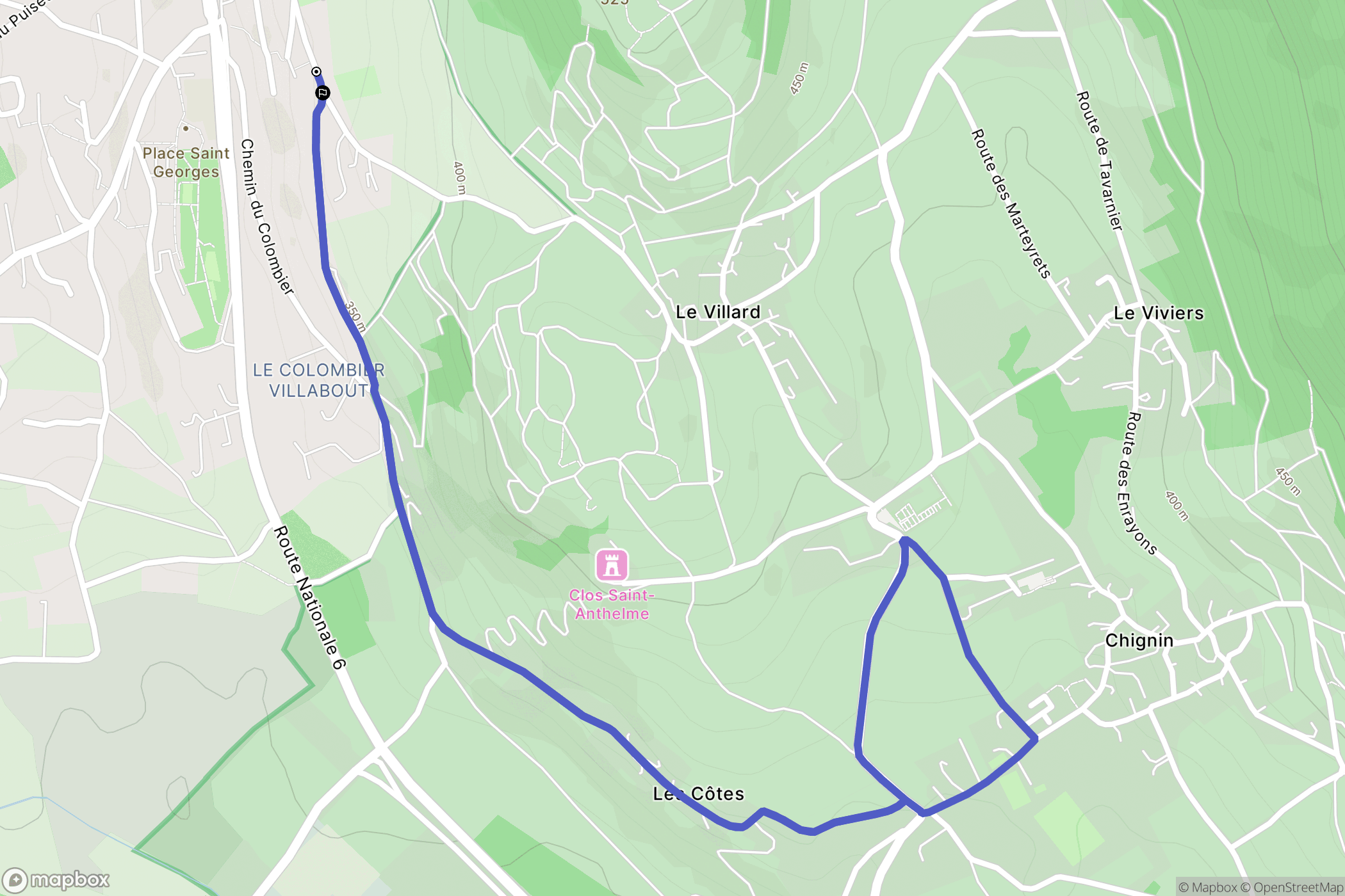 Saint-Jeoire-Prieuré : carte du parcours de randonnée - France