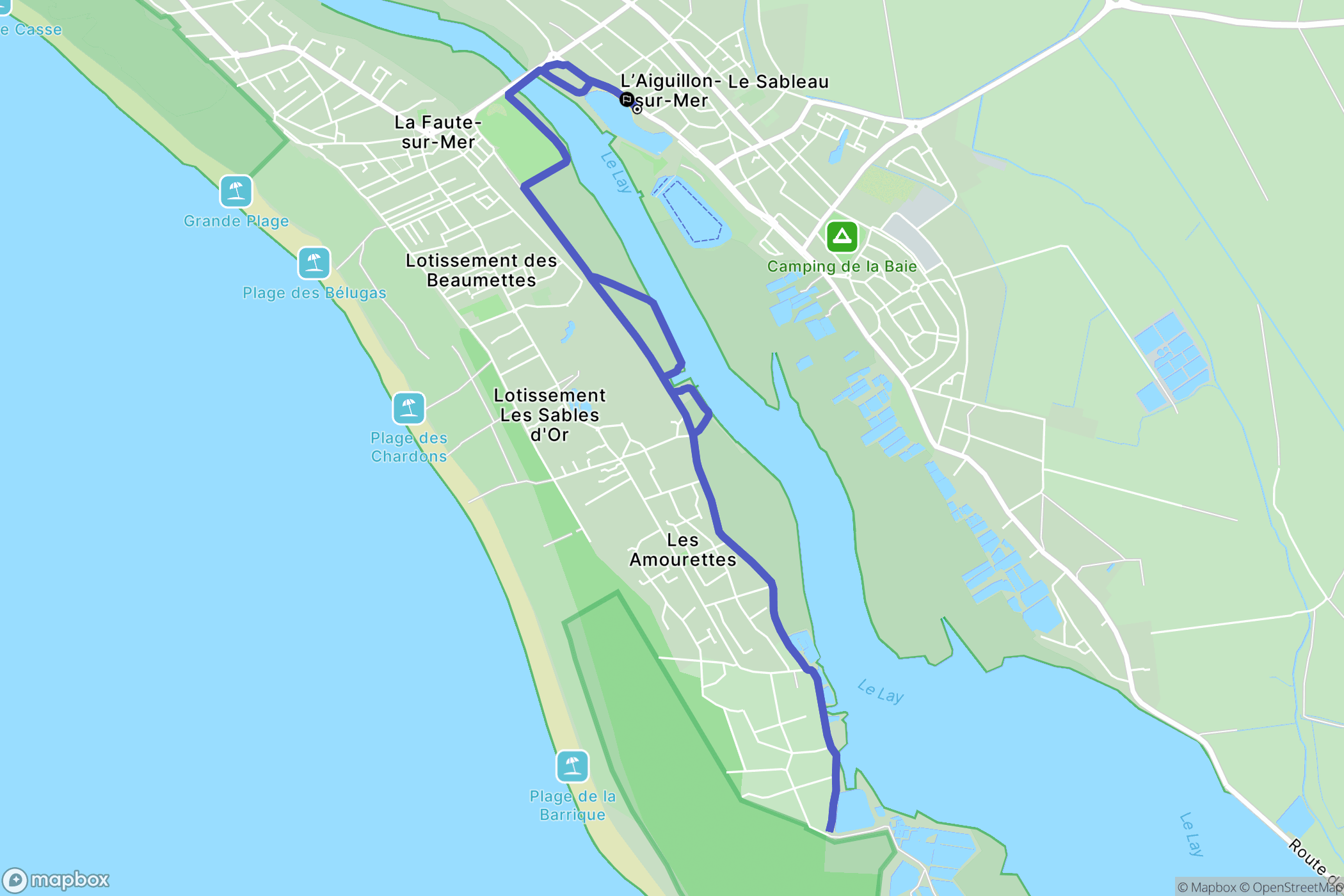 L'Aiguillon-la-Presqu'île : carte du parcours de randonnée - France