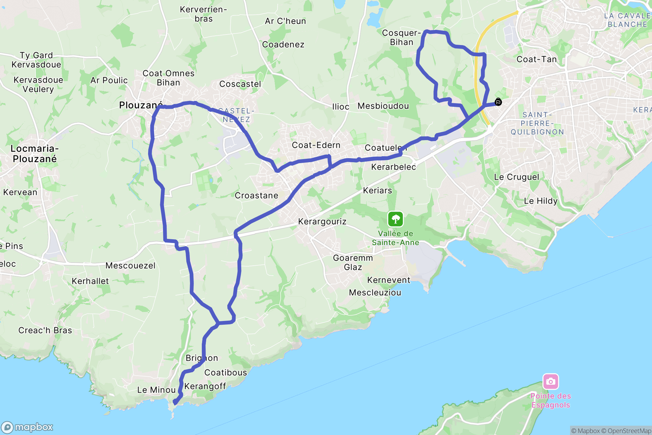Brest : carte du parcours de randonnée - France