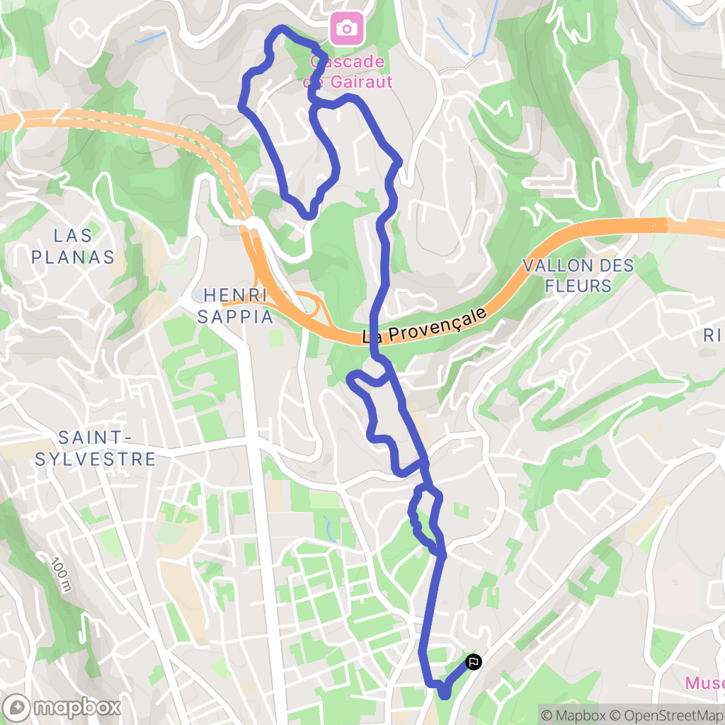 Nice : carte du parcours de randonnée - France