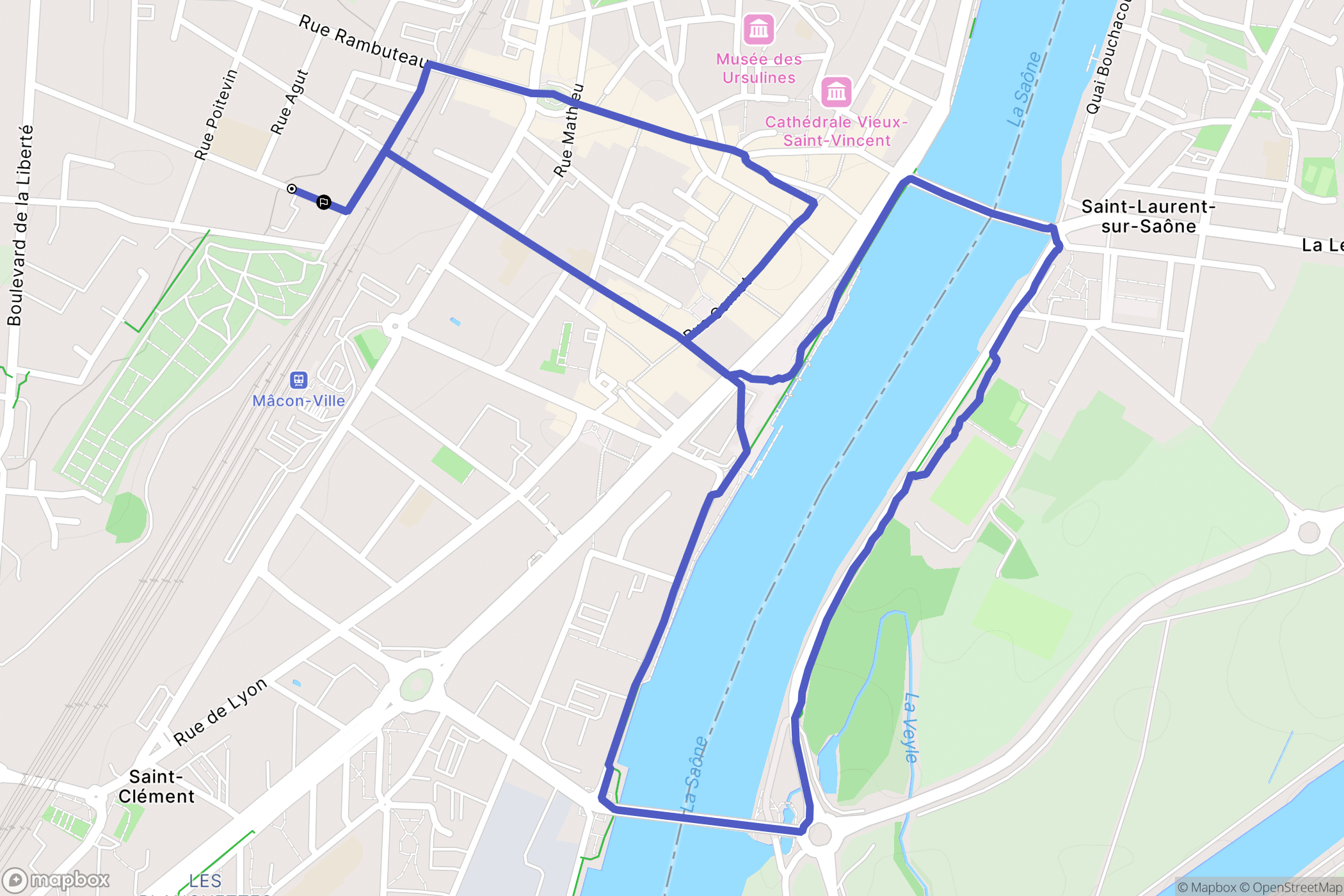 Mâcon : carte du parcours de randonnée - France