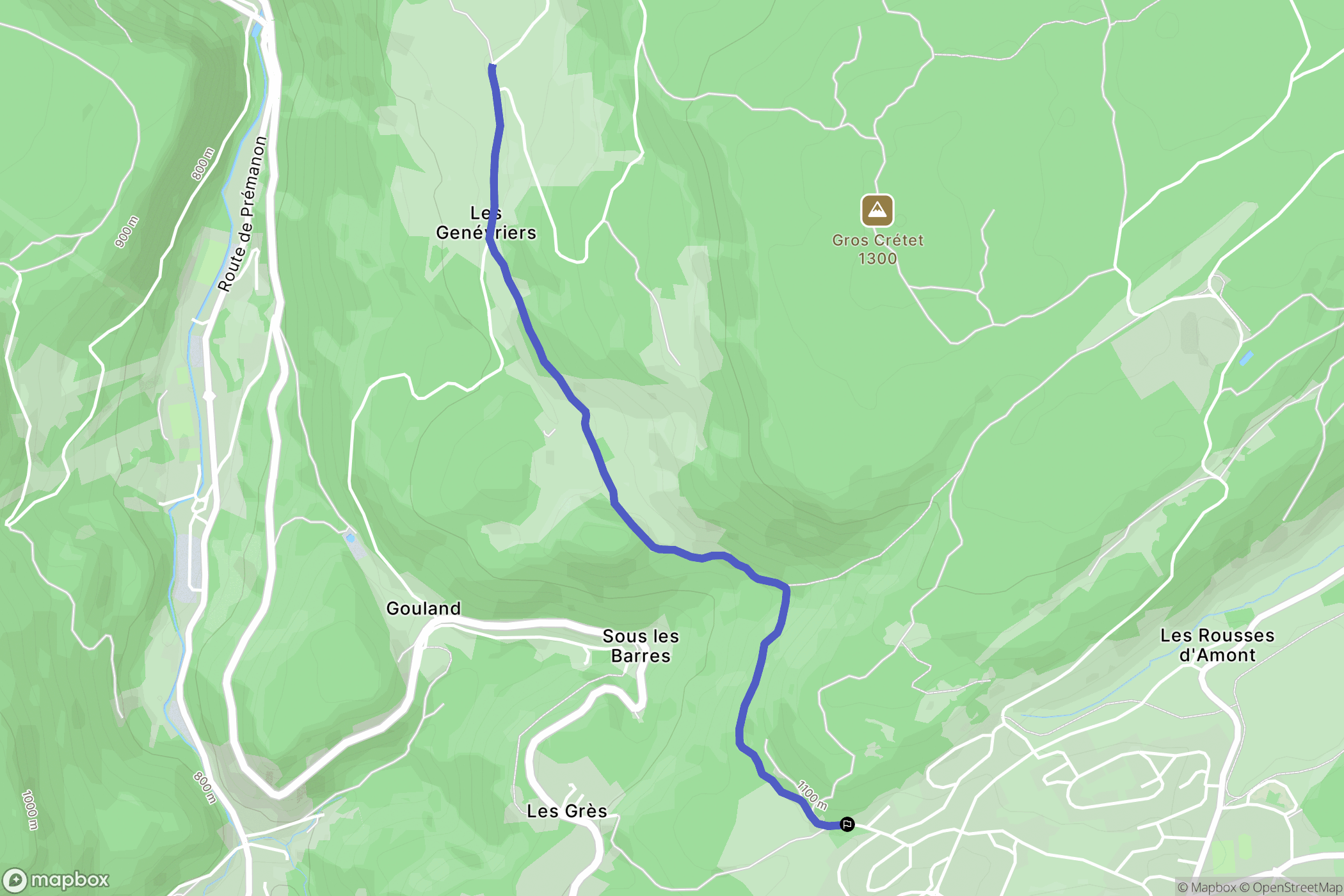 Les Rousses : carte du parcours de randonnée - France