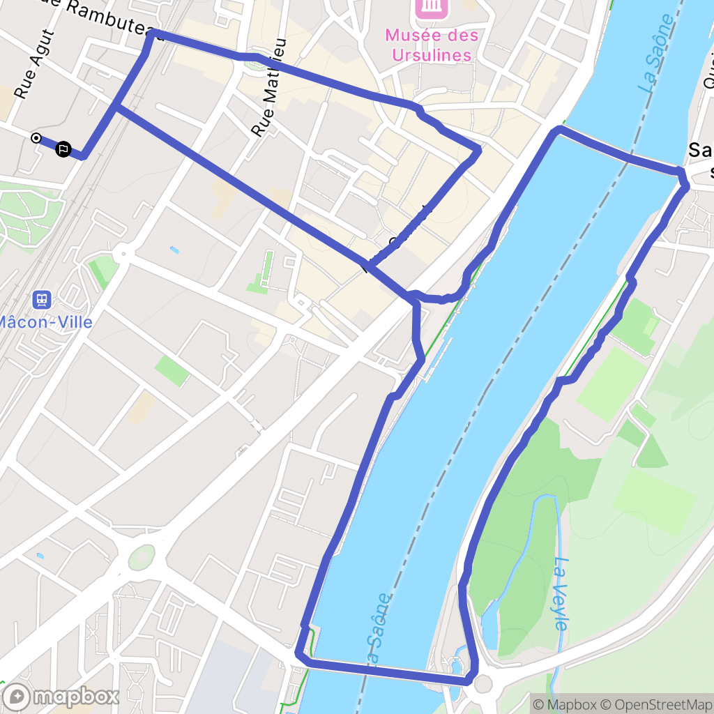 Mâcon : carte du parcours de randonnée - France