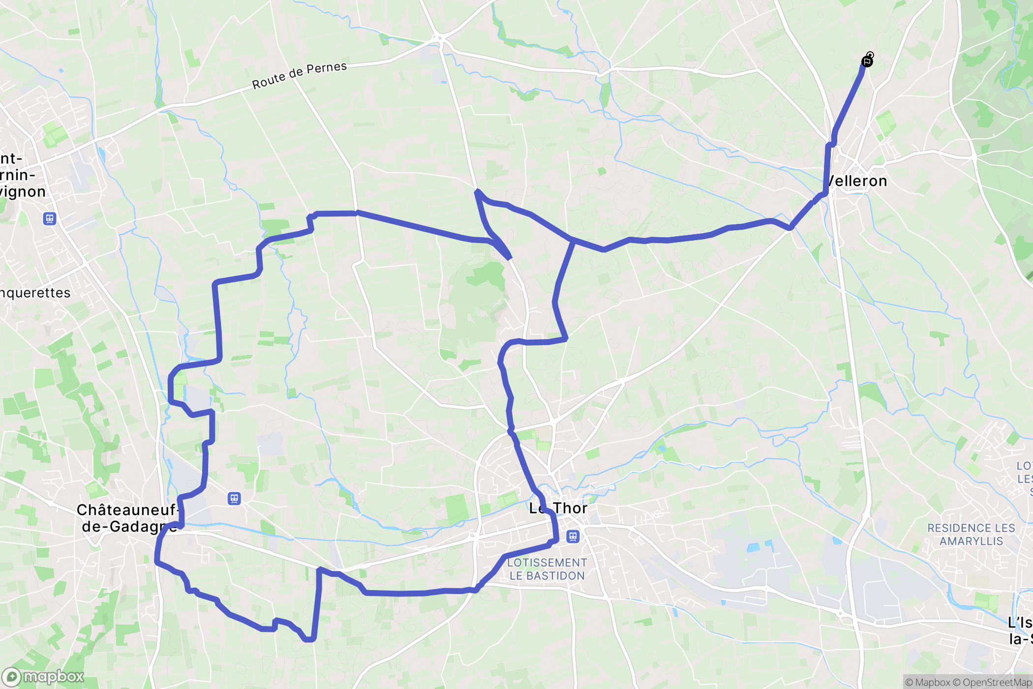 Velleron : carte du parcours de randonnée - France