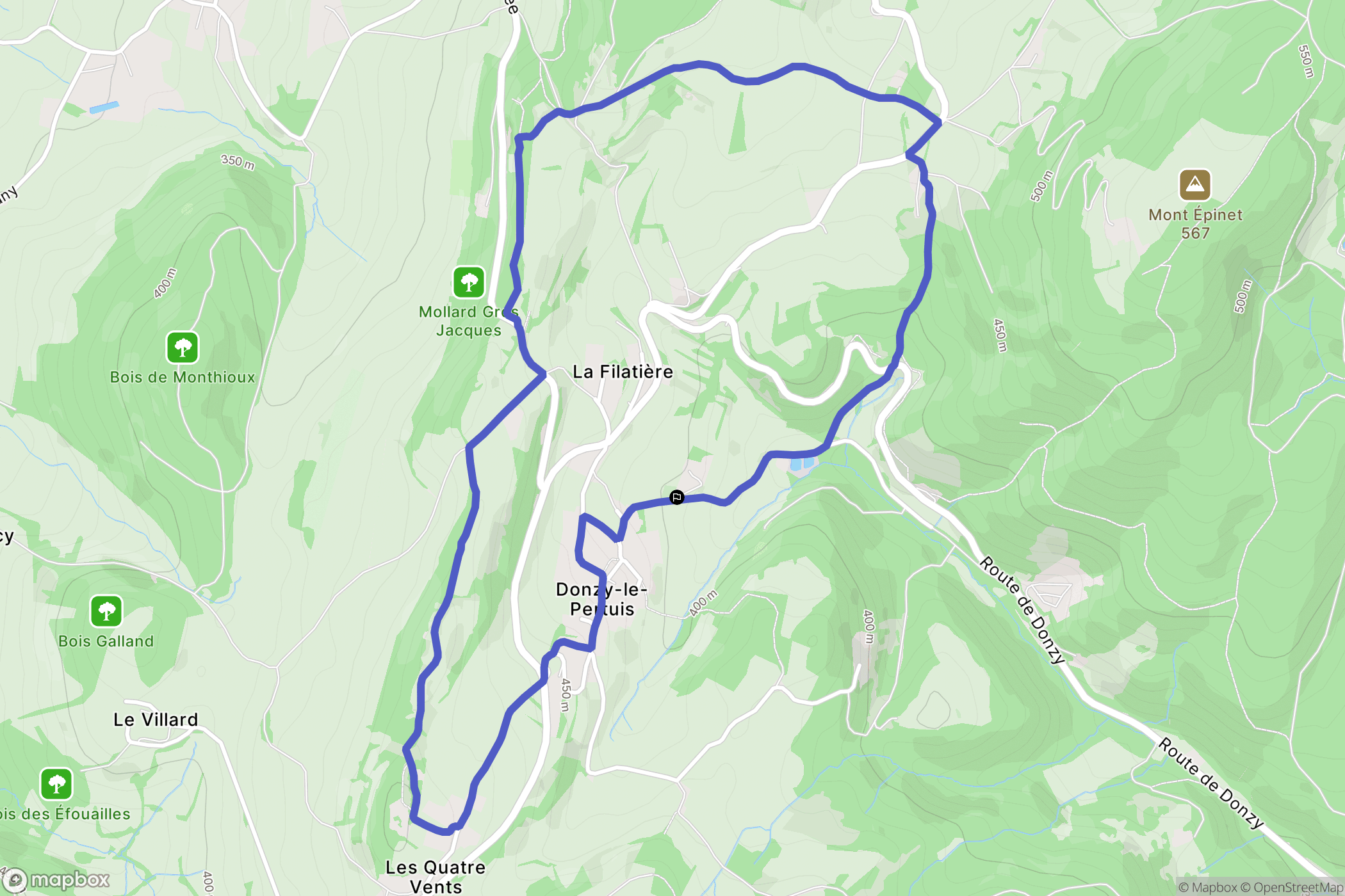 Donzy-le-Pertuis : carte du parcours de randonnée - France