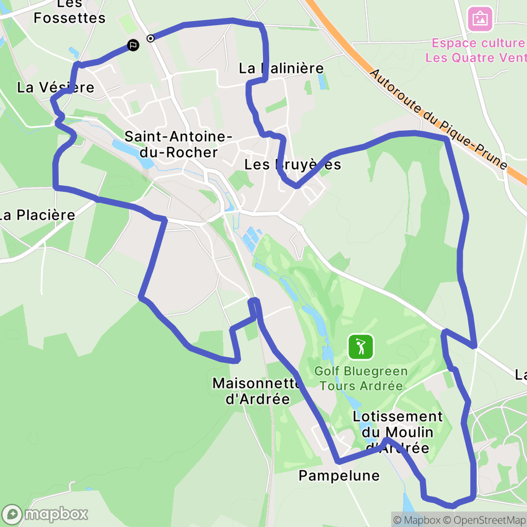 Saint-Antoine-du-Rocher : carte du parcours de randonnée - France