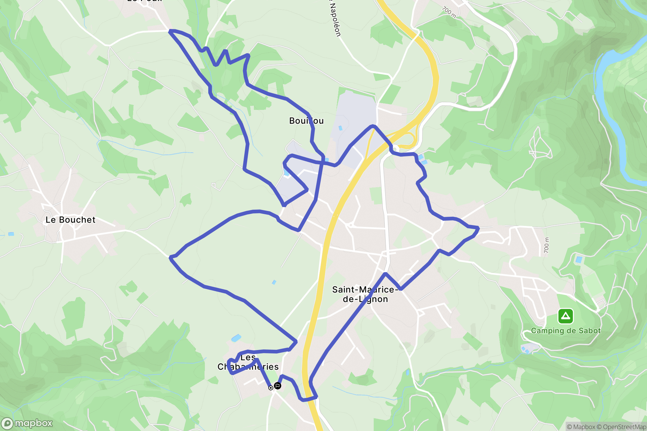 Saint-Maurice-de-Lignon : carte du parcours de randonnée - France