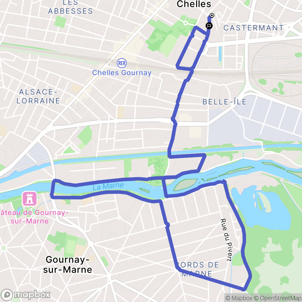 Chelles : carte du parcours de randonnée - France