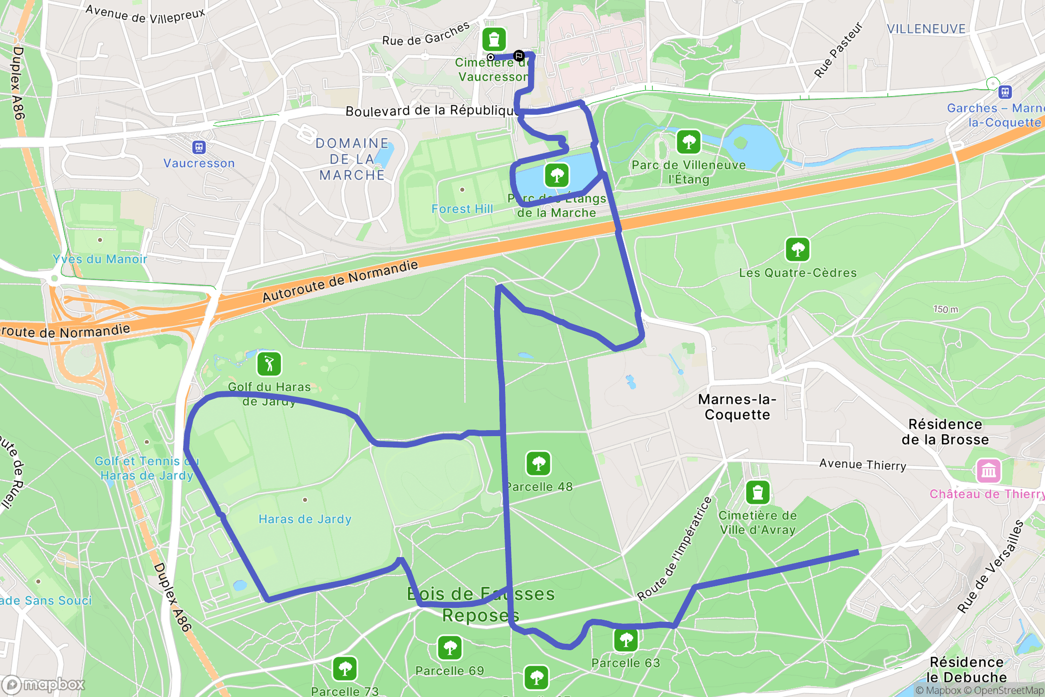 Vaucresson : carte du parcours de randonnée - France