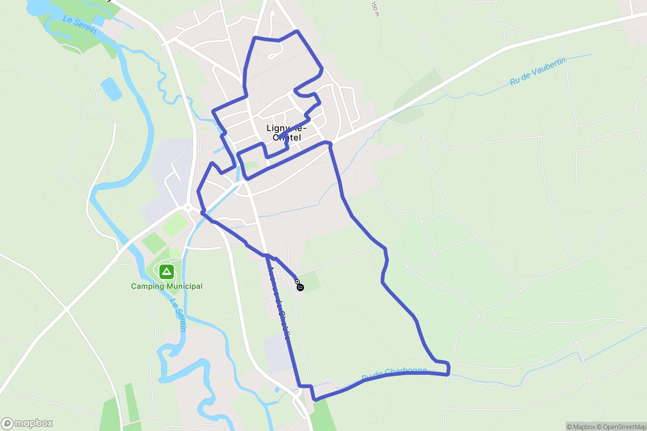 Ligny-le-Châtel : carte du parcours de randonnée - France