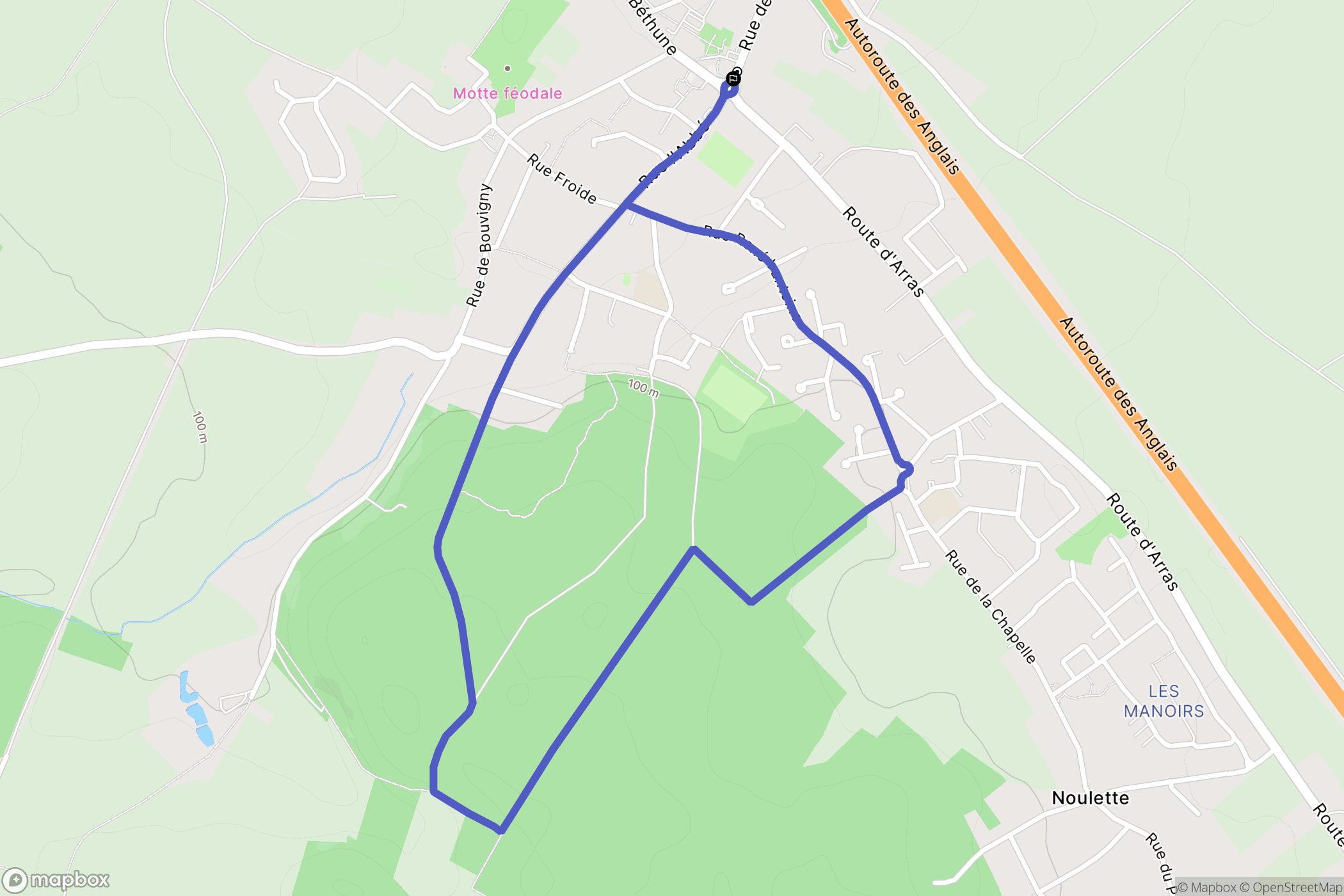 Aix-Noulette : carte du parcours de randonnée - France