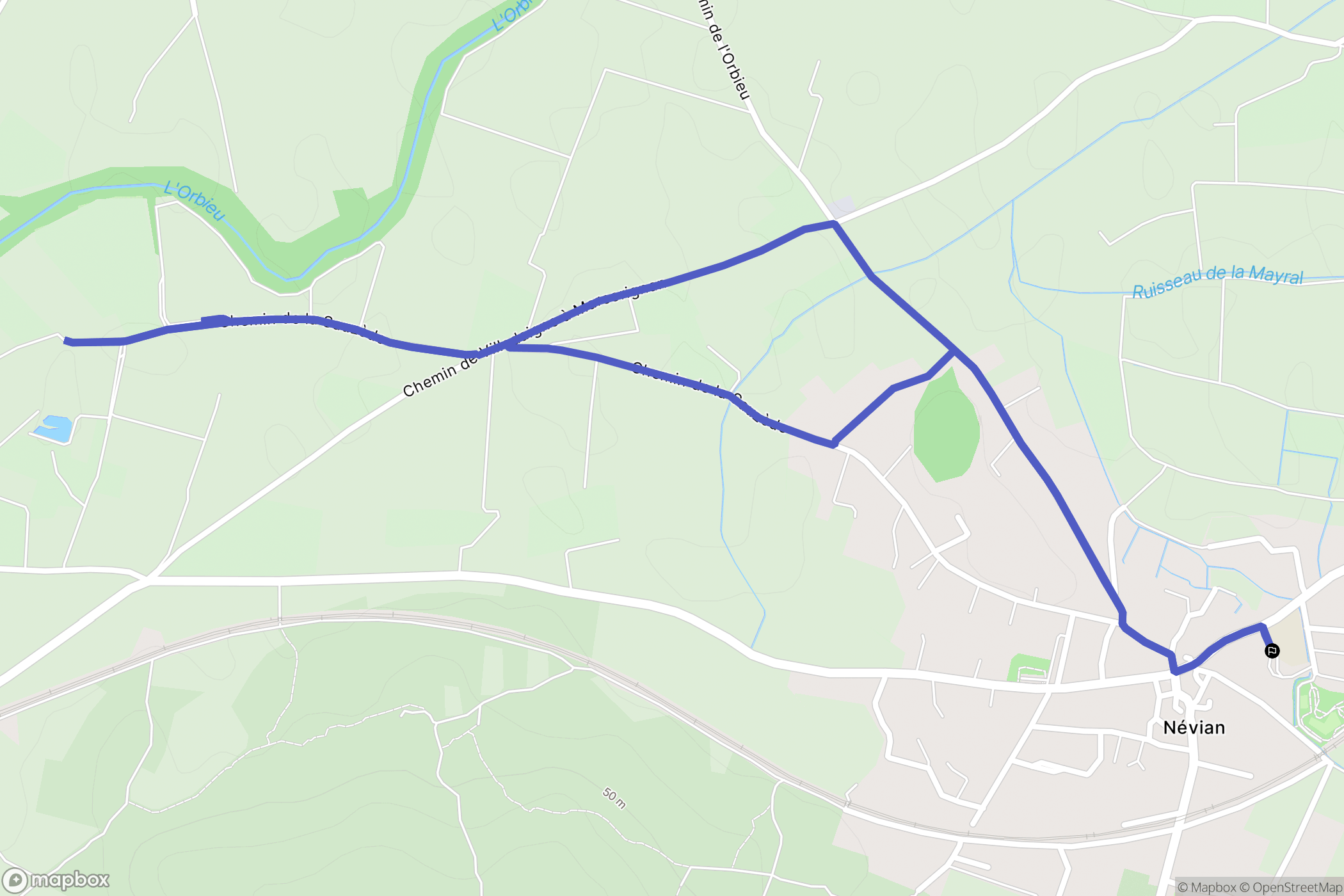 Névian : carte du parcours de randonnée - France