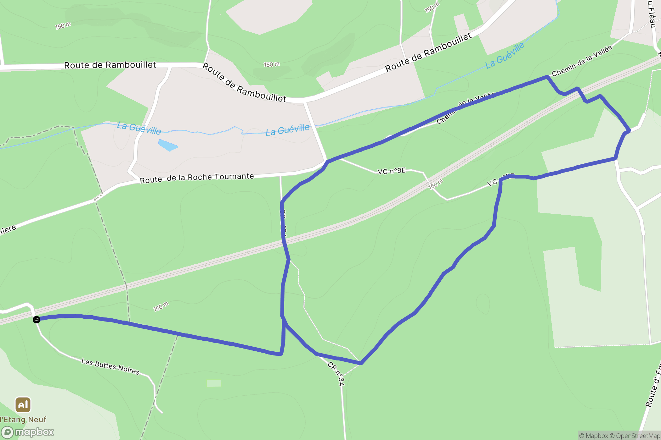 Droue-sur-Drouette : carte du parcours de randonnée - France