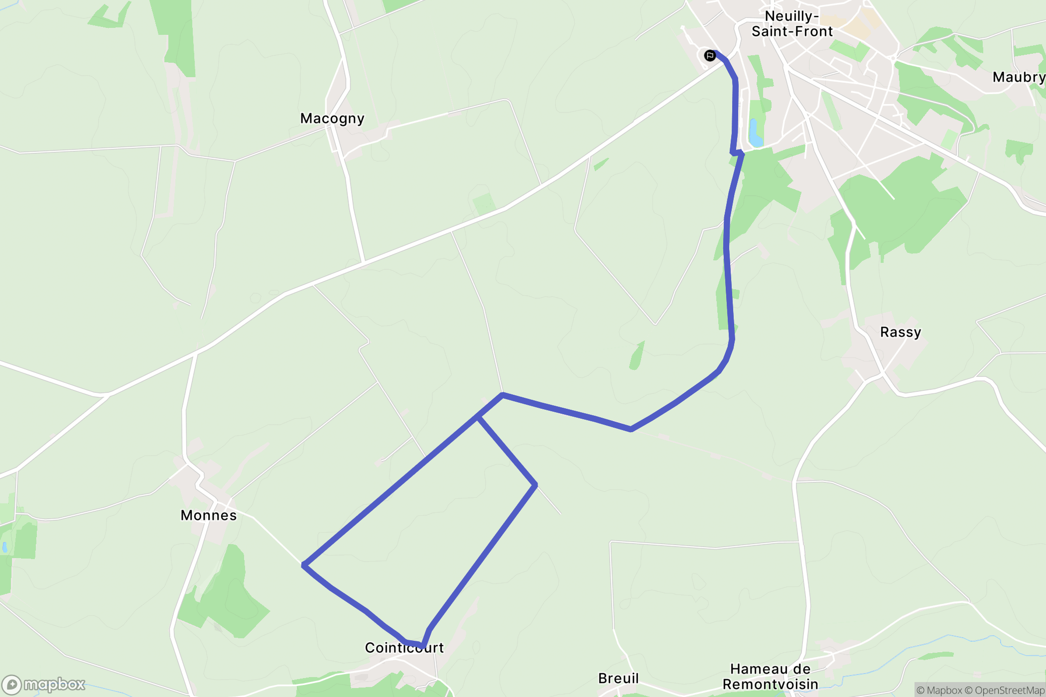 Neuilly-Saint-Front : carte du parcours de randonnée - France