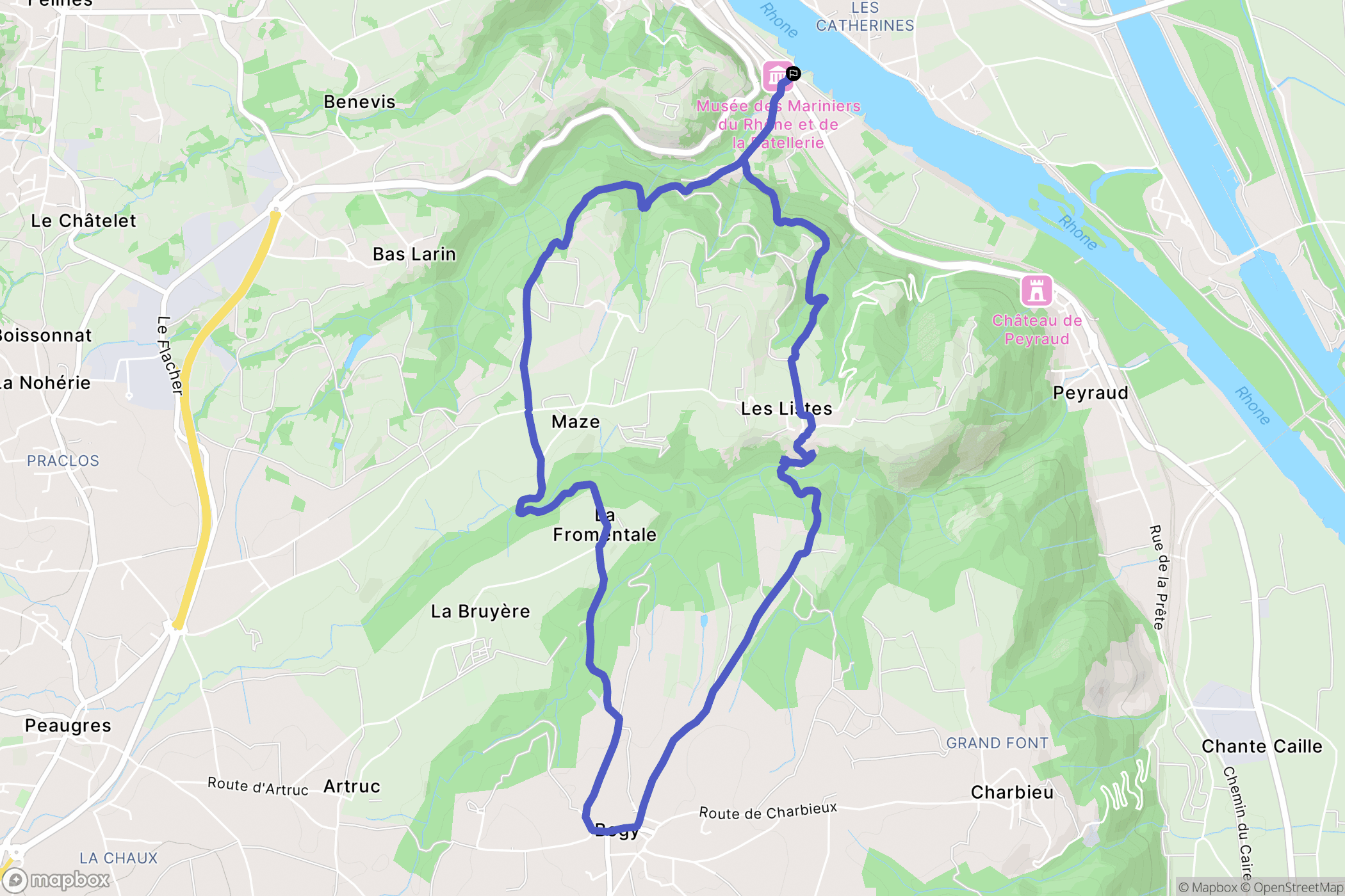 Serrières : carte du parcours de randonnée - France