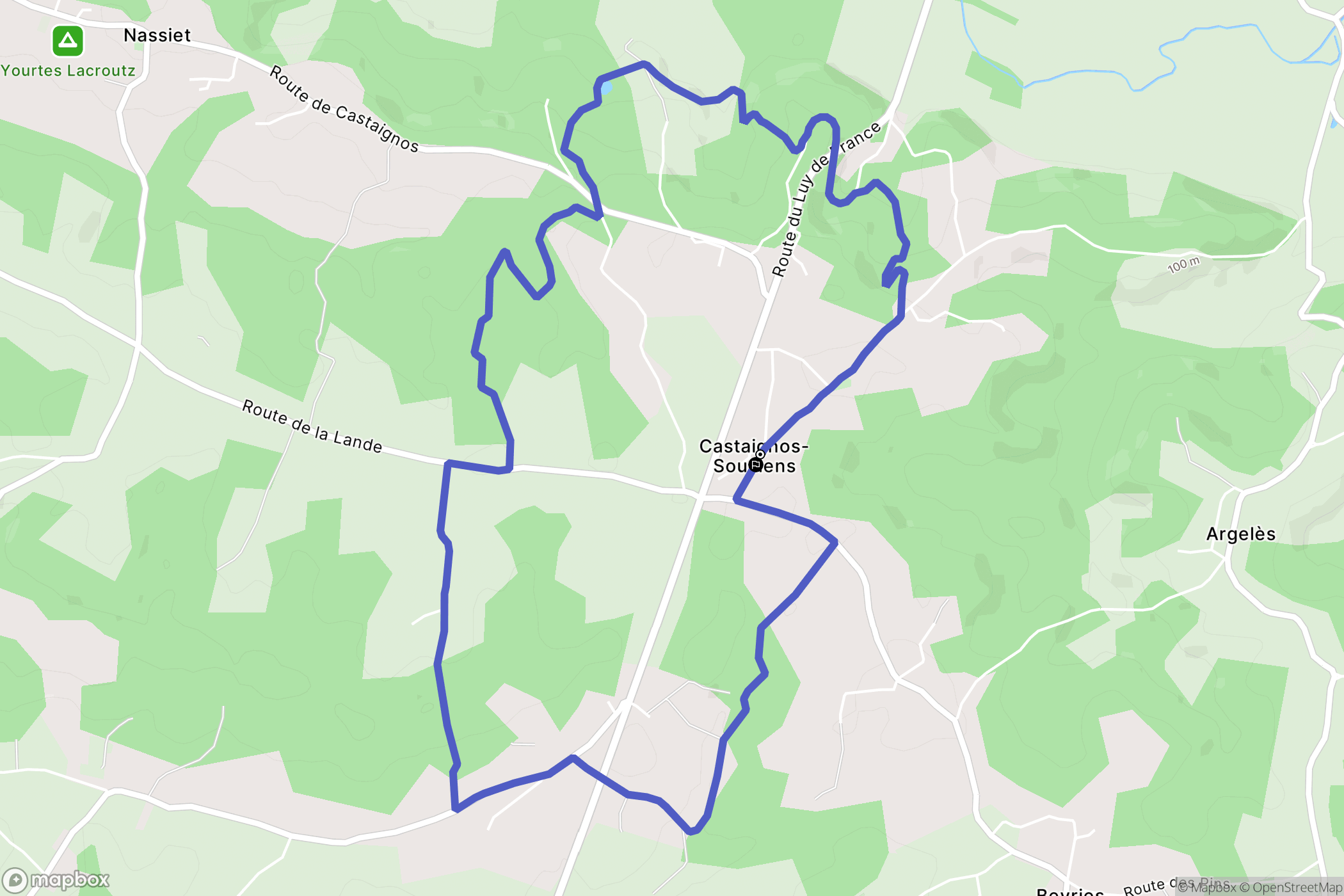 Castaignos-Souslens : carte du parcours de randonnée - France