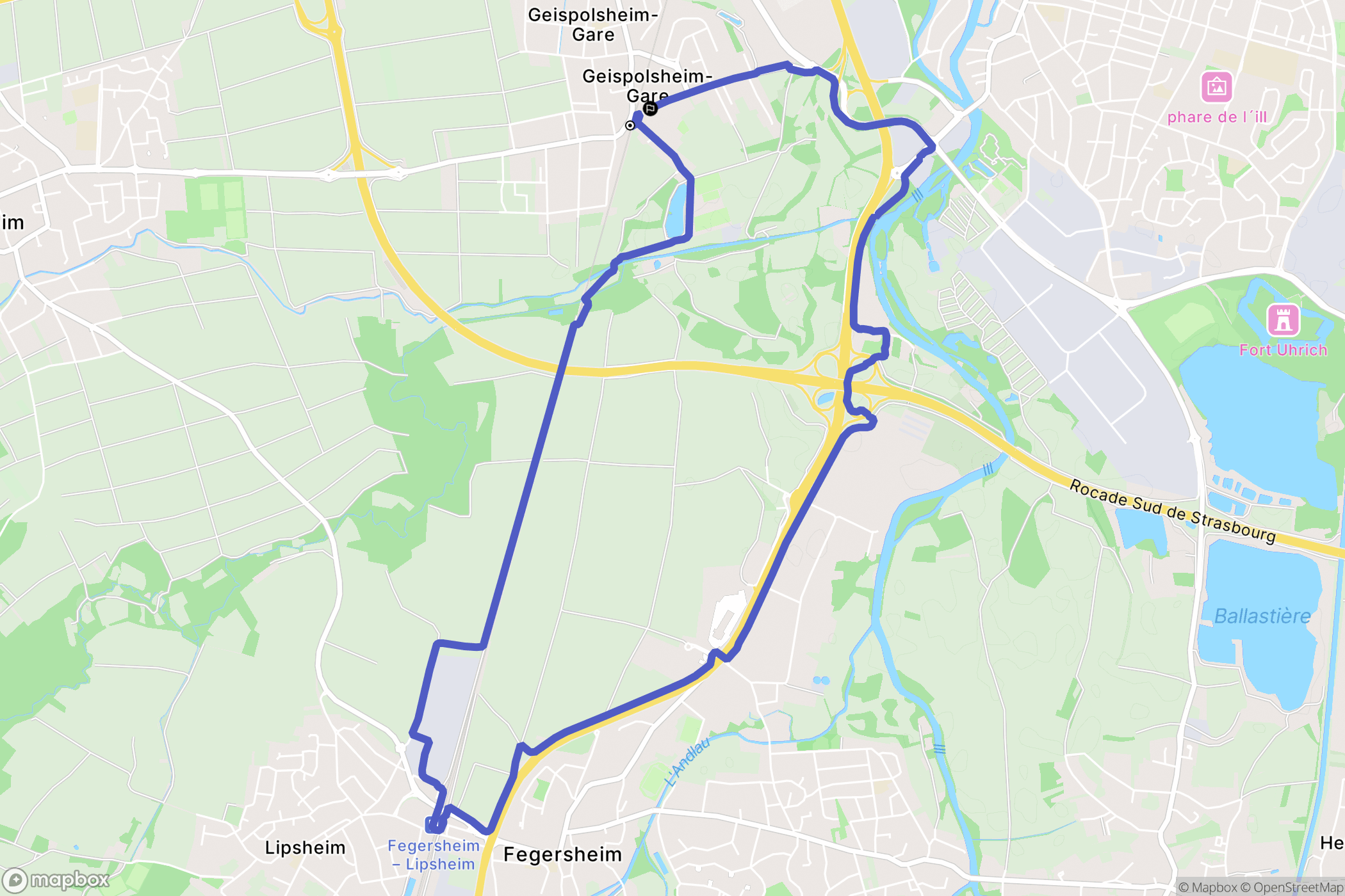 Geispolsheim : carte du parcours de randonnée - France