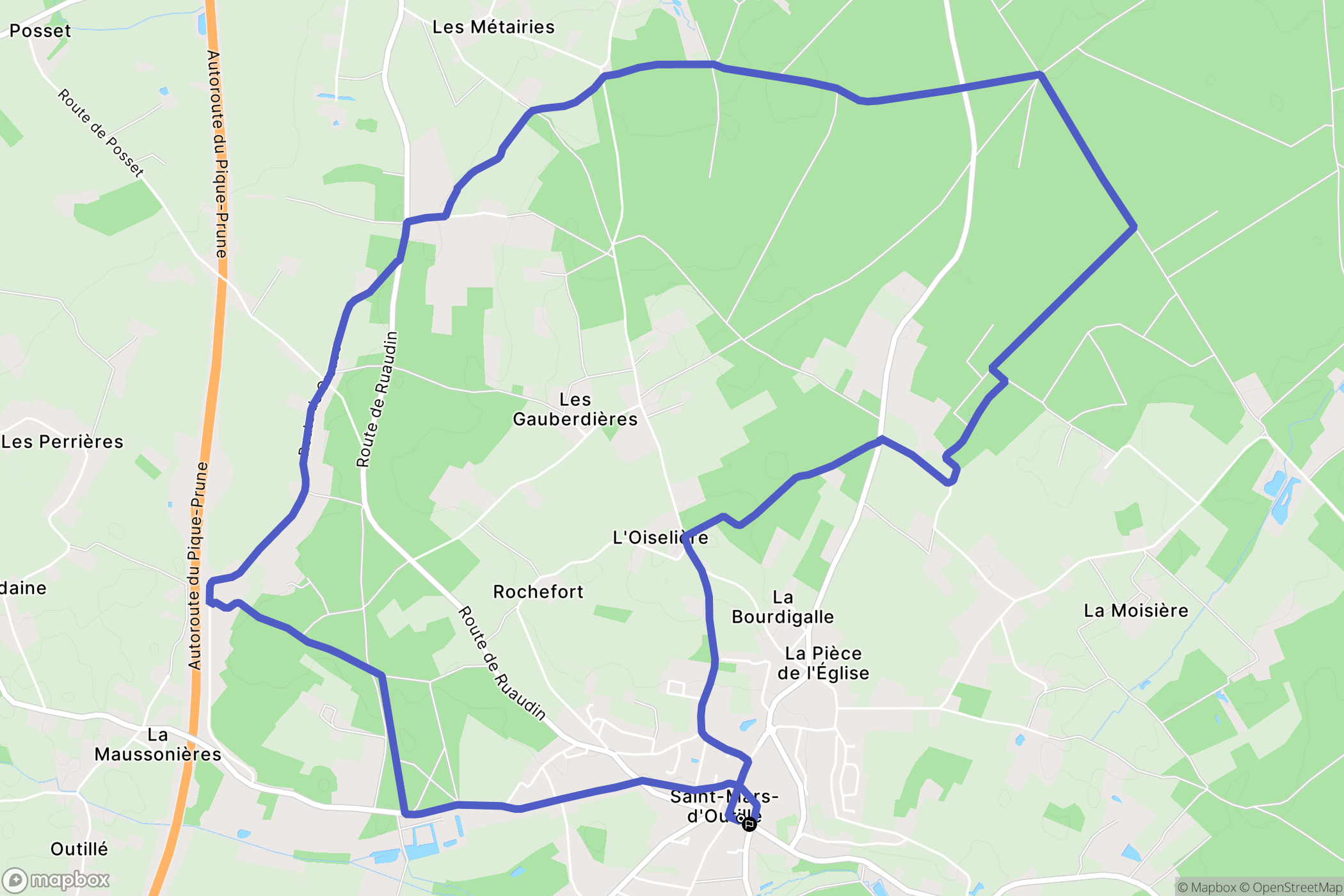 Saint-Mars-d'Outillé : carte du parcours de randonnée - France