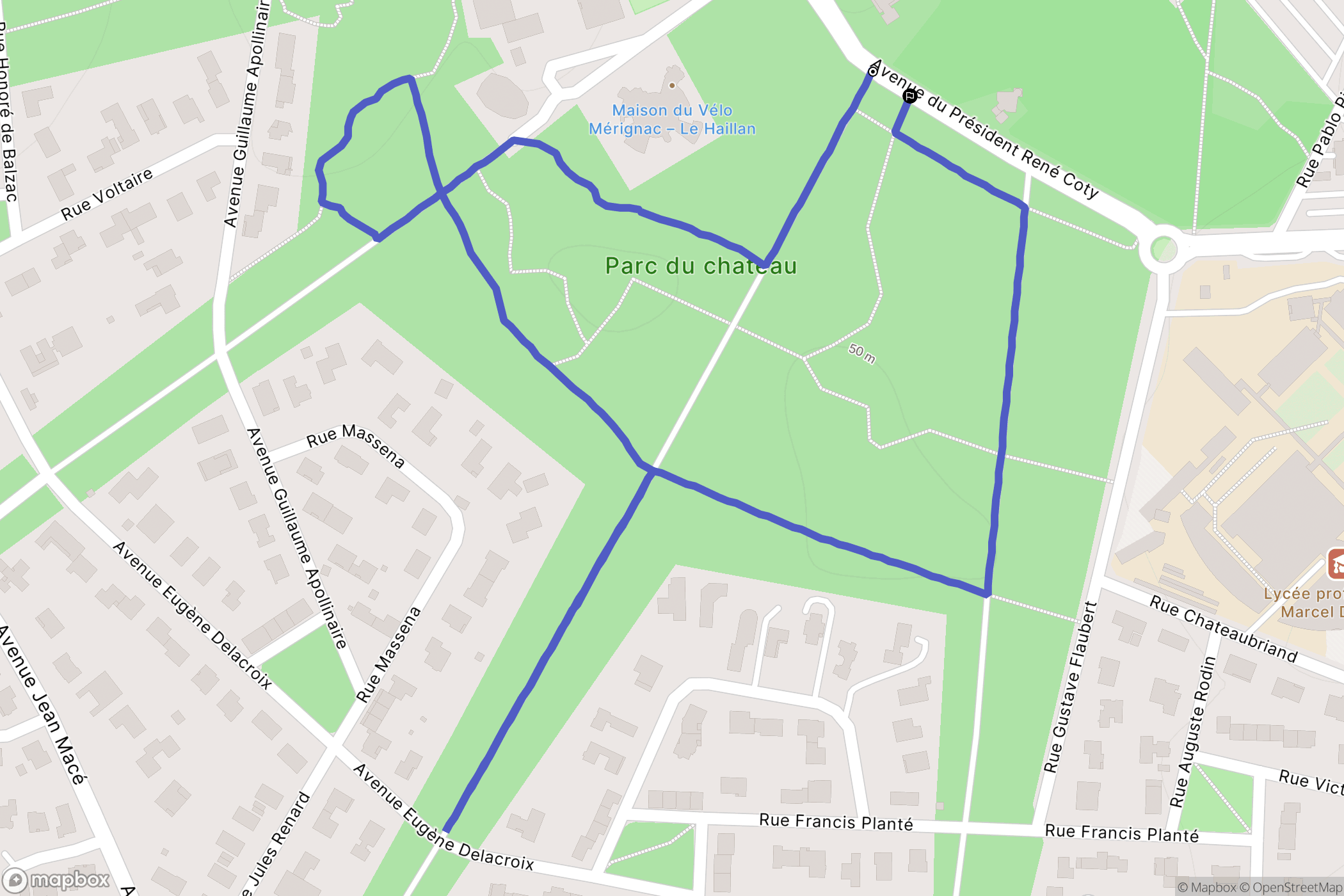 Mérignac : carte du parcours de randonnée - France
