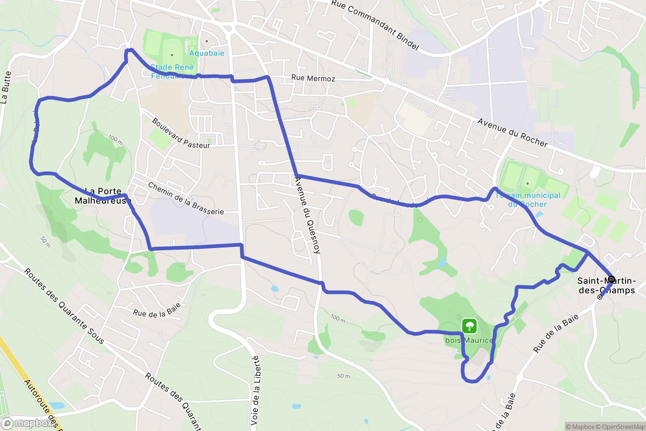Avranches : carte du parcours de randonnée - France