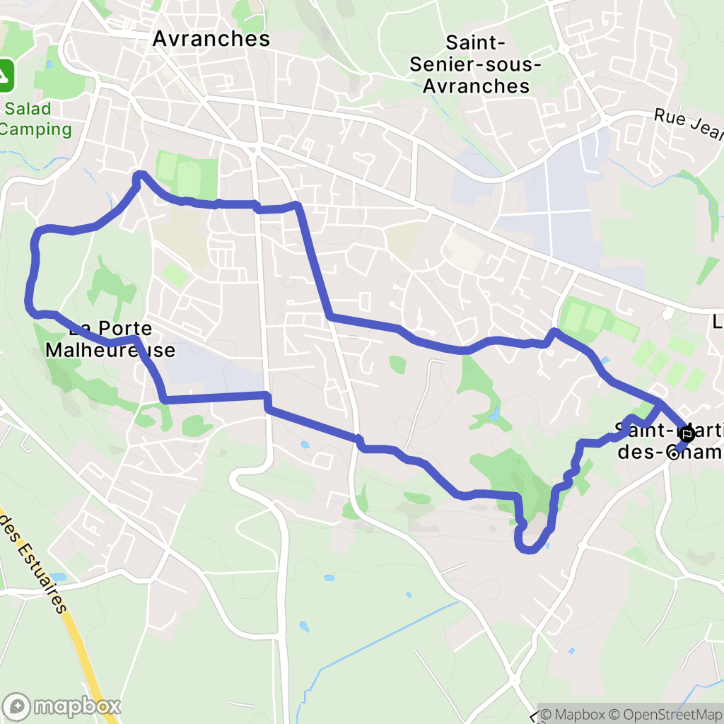 Avranches : carte du parcours de randonnée - France