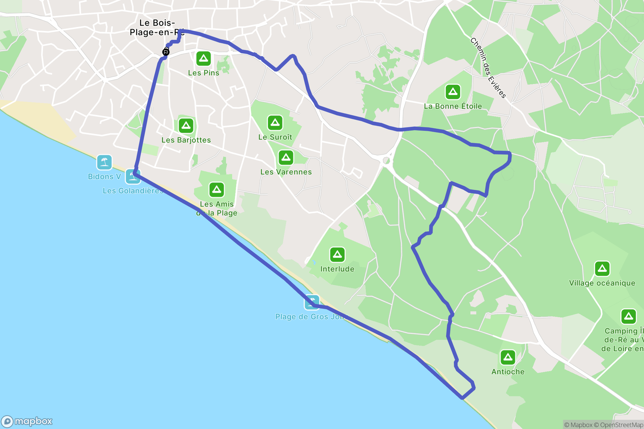 Le Bois-Plage-en-Ré : carte du parcours de randonnée - France