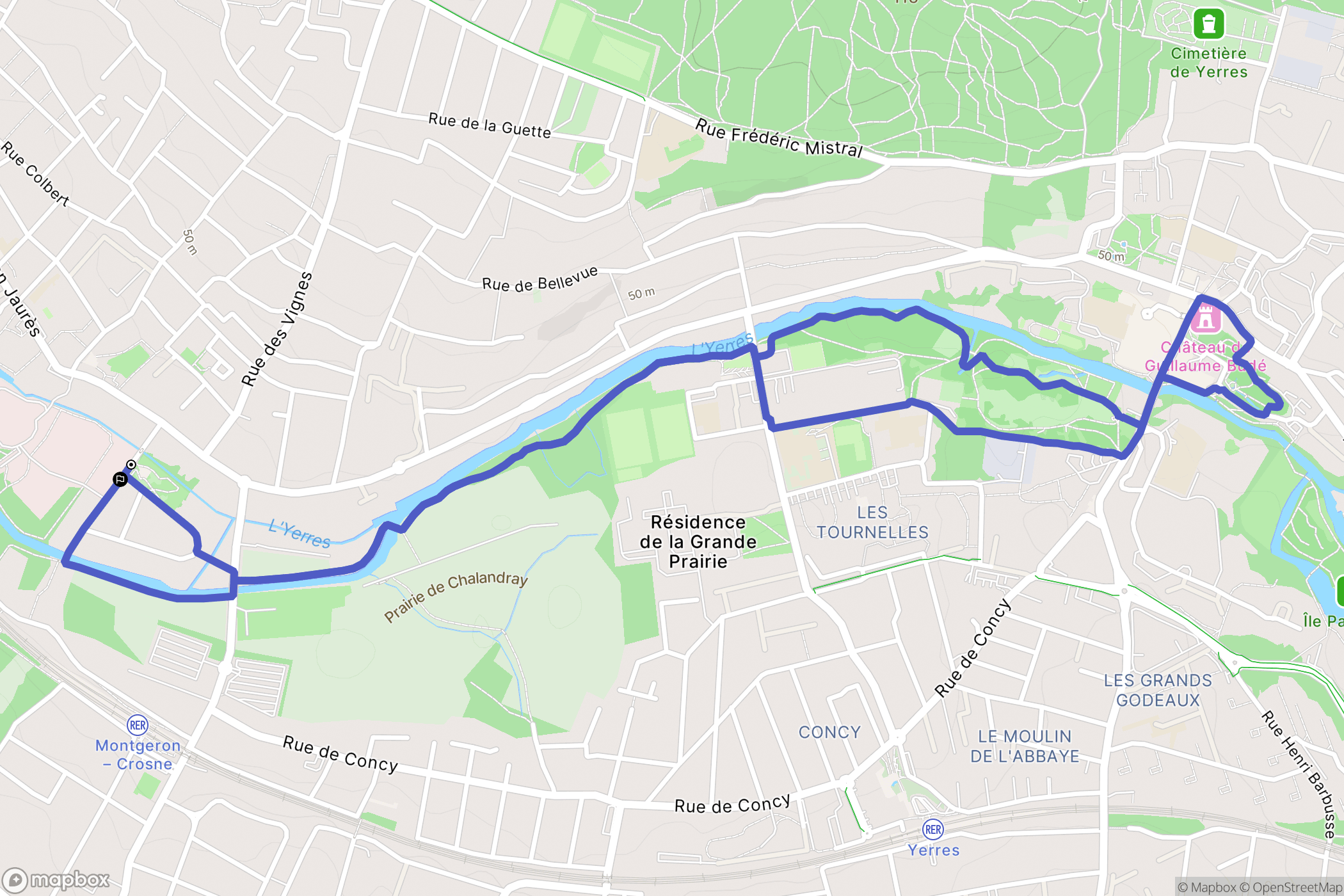 Crosne : carte du parcours de randonnée - France