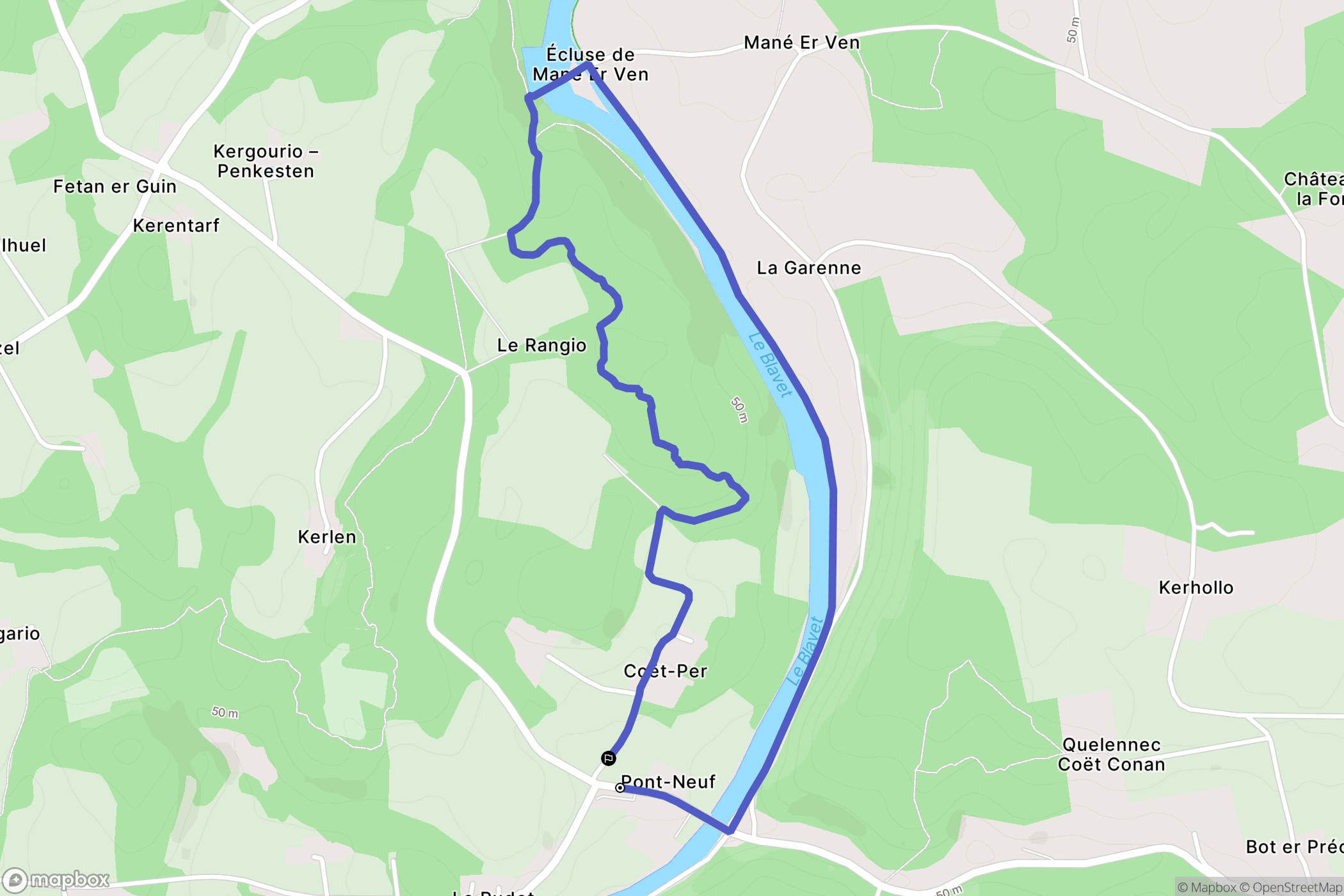 Inzinzac-Lochrist : carte du parcours de randonnée - France