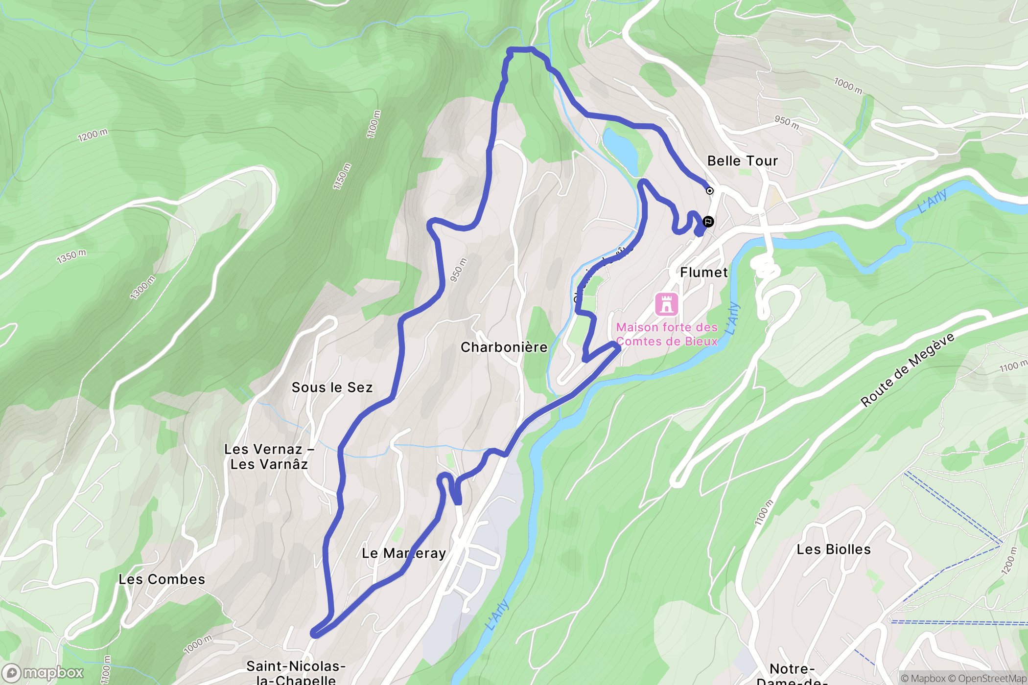 Flumet : carte du parcours de randonnée - France