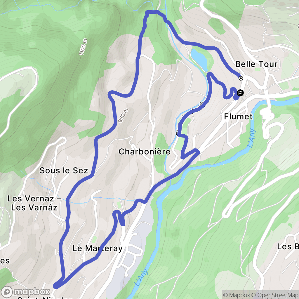 Flumet : carte du parcours de randonnée - France