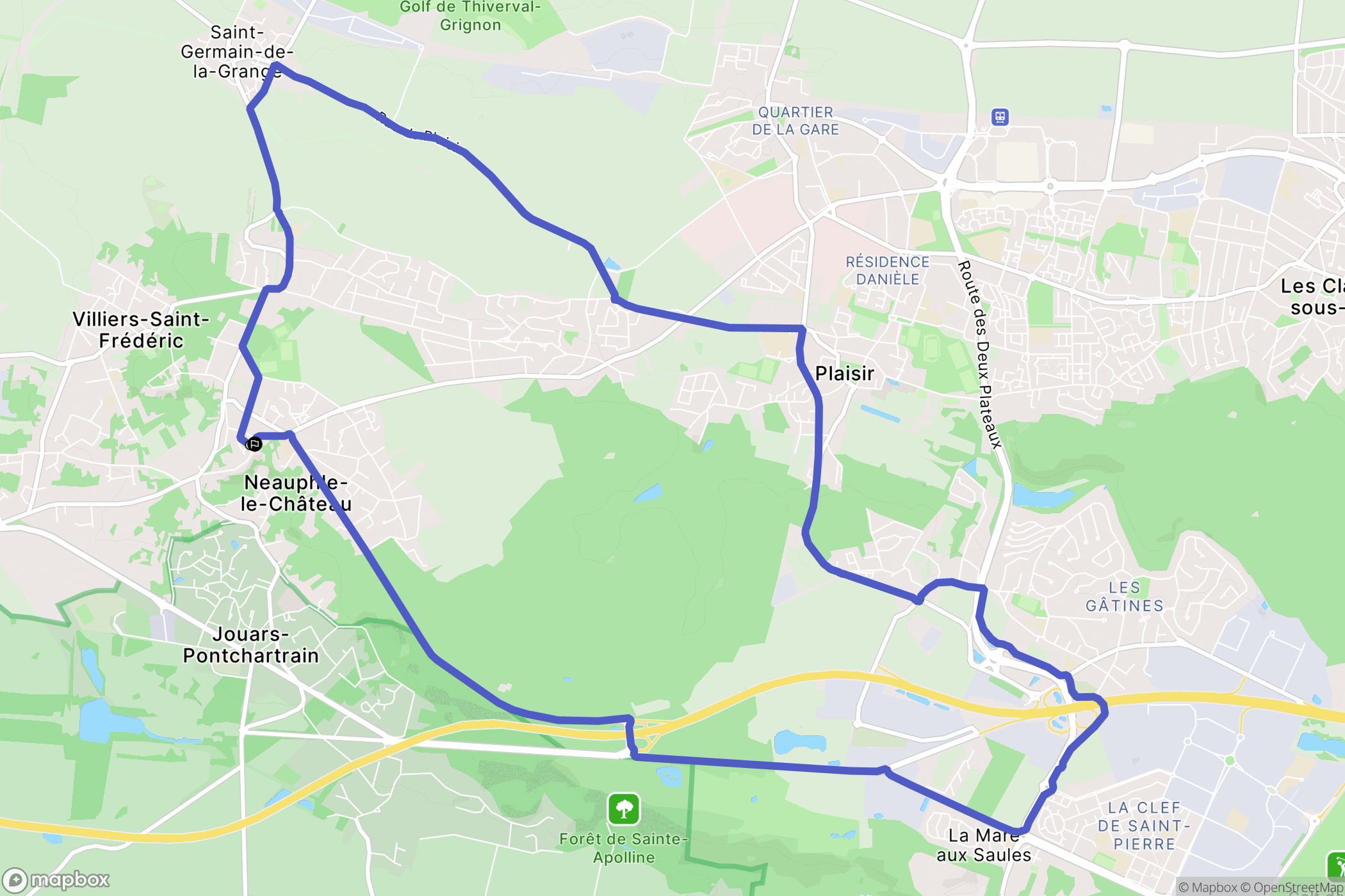 Neauphle-le-Château : carte du parcours de randonnée - France