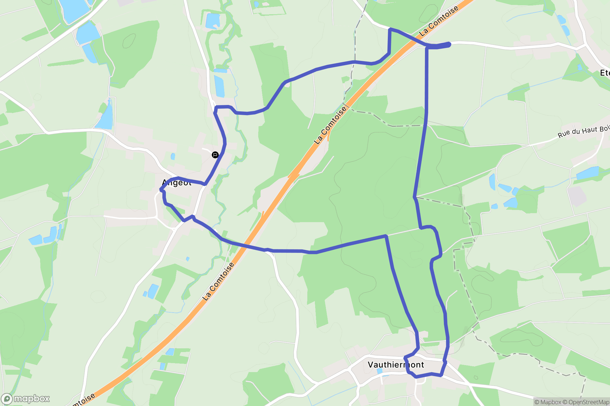 Angeot : carte du parcours de randonnée - France
